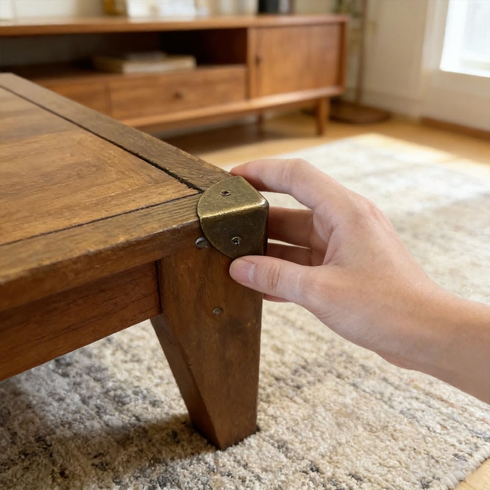 12PCS Antique Corner Protectors with Screws, Rust-Proof Decorative Edge Guard for Furniture Cabinet Table Wardrobe Box Door (Bronze)