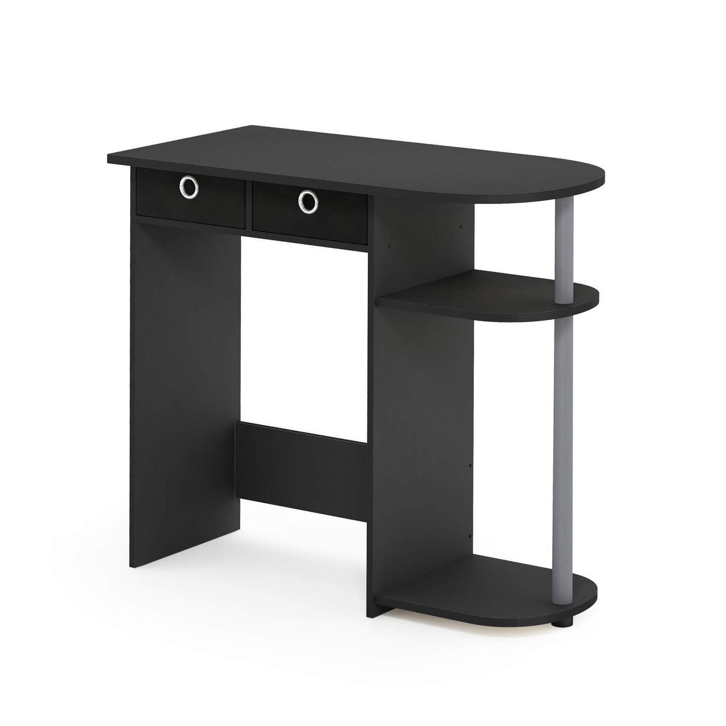 Furinno Go Green 32-Inch Black Computer Desk, Office Desk with 2 Side Shelves and Storage Bins, Rectangular Home Office Desk, Gaming Desk for Home Office, Bedroom, Study Room, Classic Black