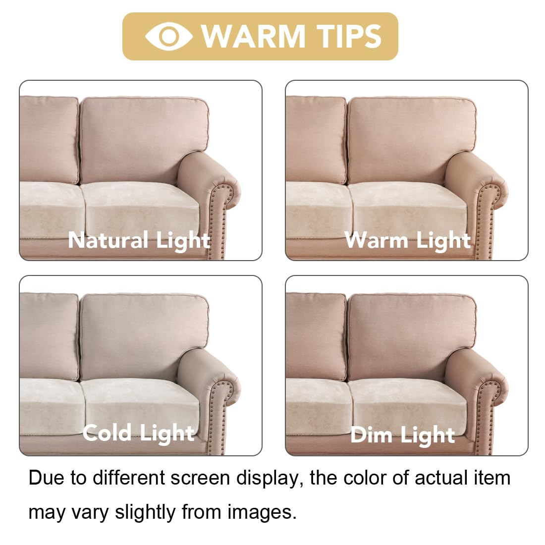H.VERSAILTEX Velvet Stretch Couch Cushion Cover Plush Cushion Slipcover for Chair Loveseat Sofa Cushion Furniture Protector Seat Cushion Sofa Cover (3 Piece XL Sofa Cushion Covers, Ivory)