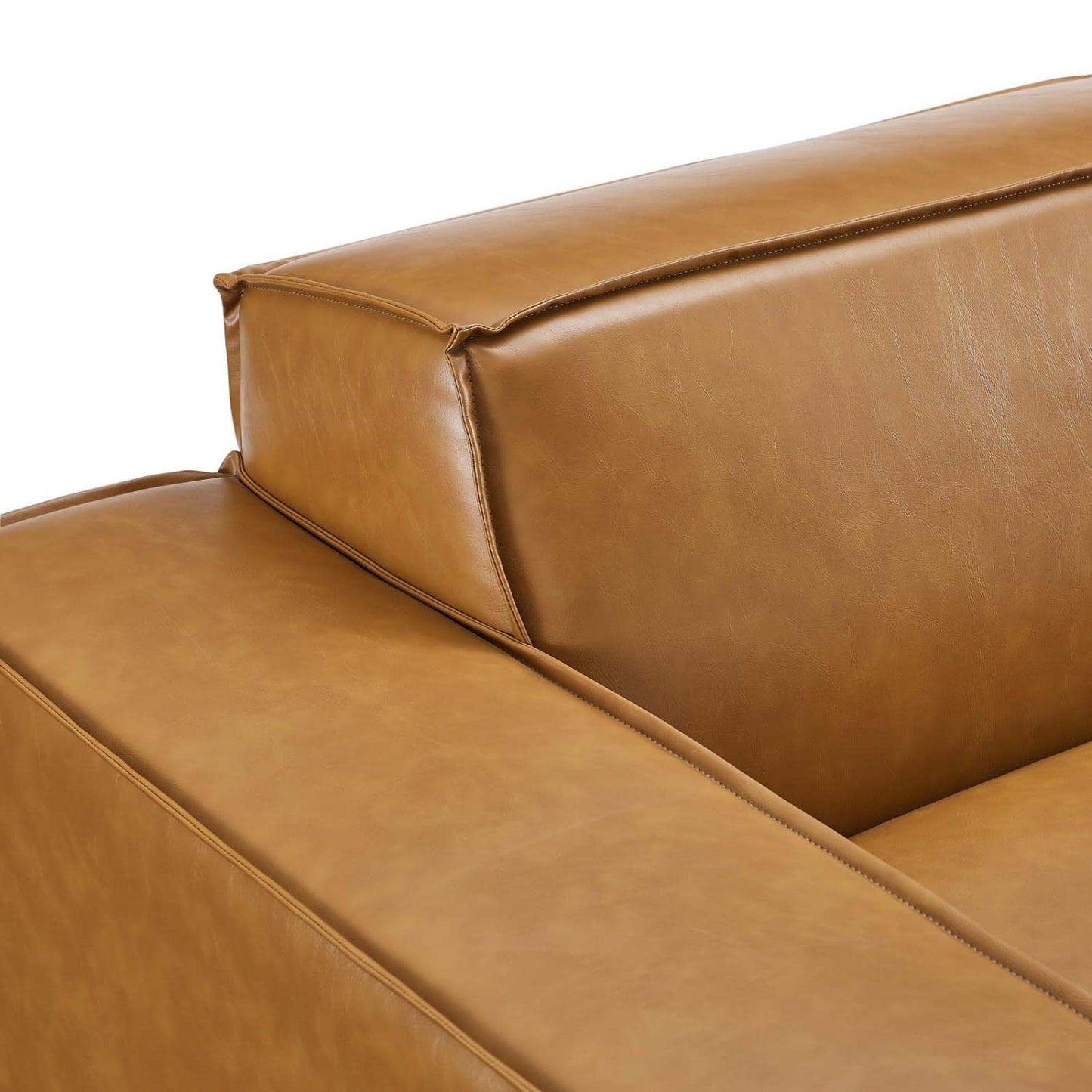 Modway Restore Vegan Leather Sectional Sofa Left-Arm Chair in Tan