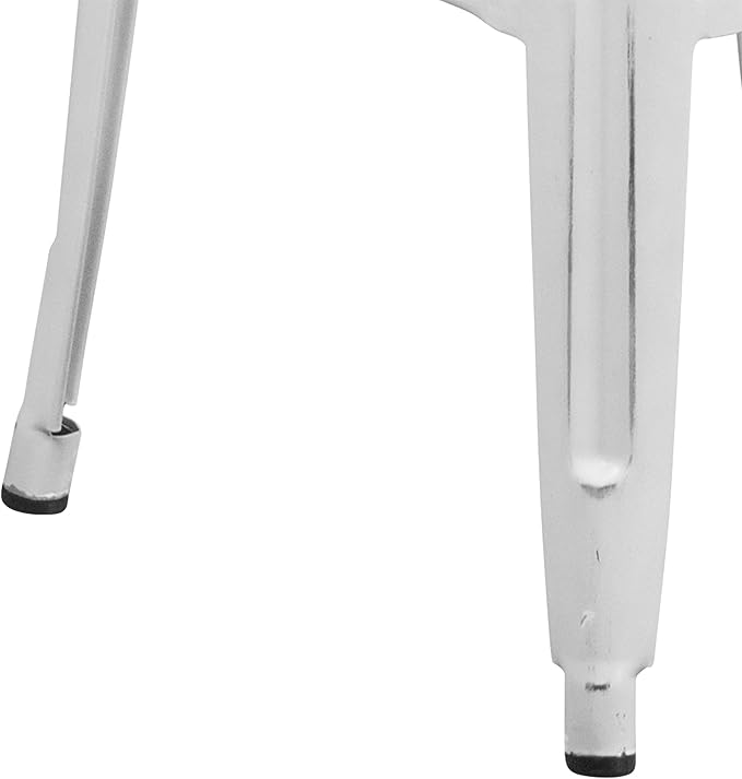 Flash Furniture Kai Commercial Grade 30" High Backless Distressed White Metal
