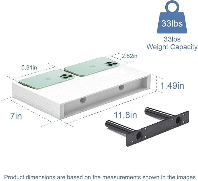 Floating Shelves for Wall White Shelves Bathroom, Bedroom and Living Room