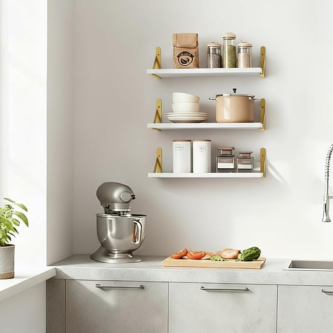 Fixwal Floating Shelves for Wall, Wood Wall Mounted Shelves for Bedroom