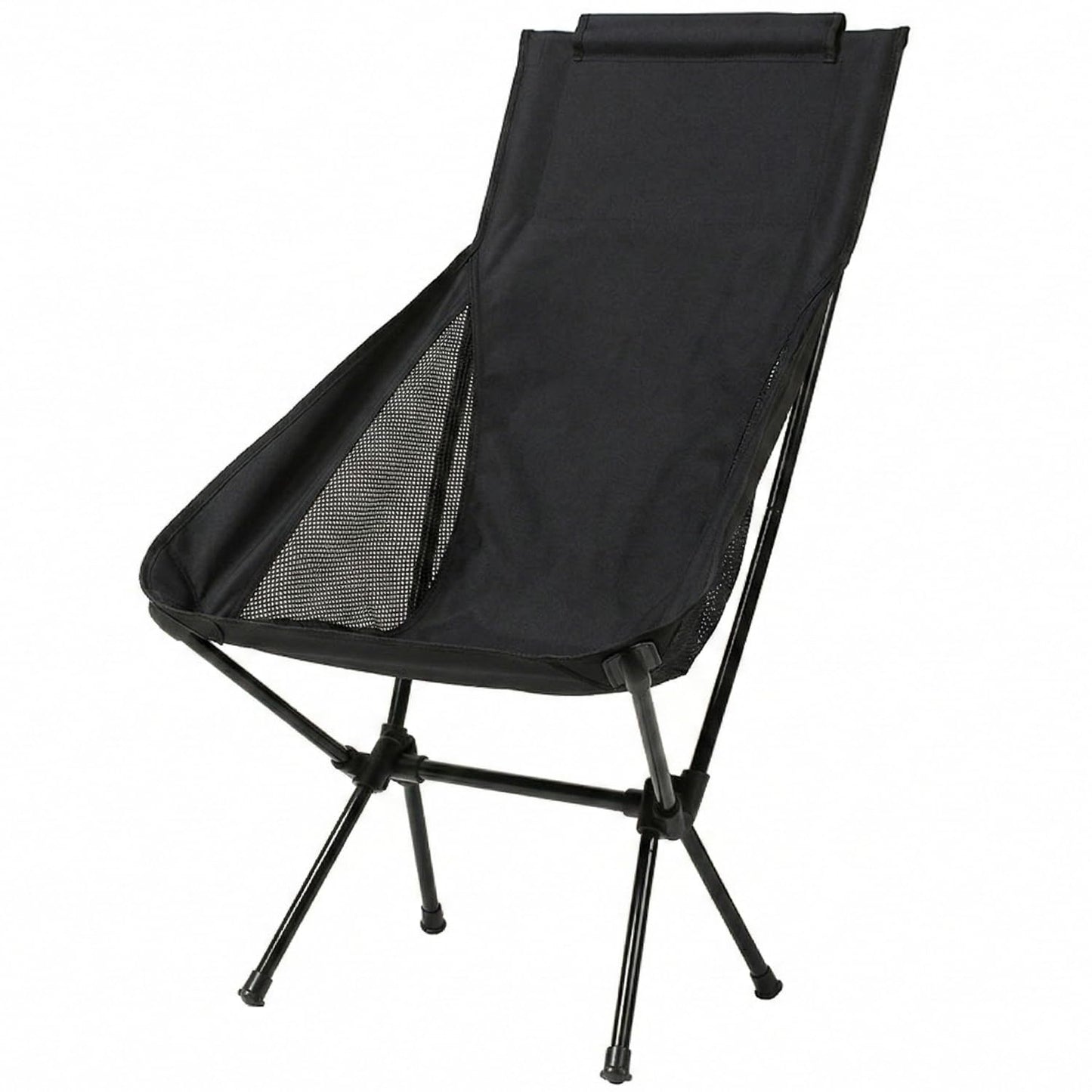 Wind Tour Portable Camping Chair Foldable Outdoor Chair for Hiking Camp Backpacking Lawn Beach Fishing Picnic with Carry Bag (High-Back | Black)