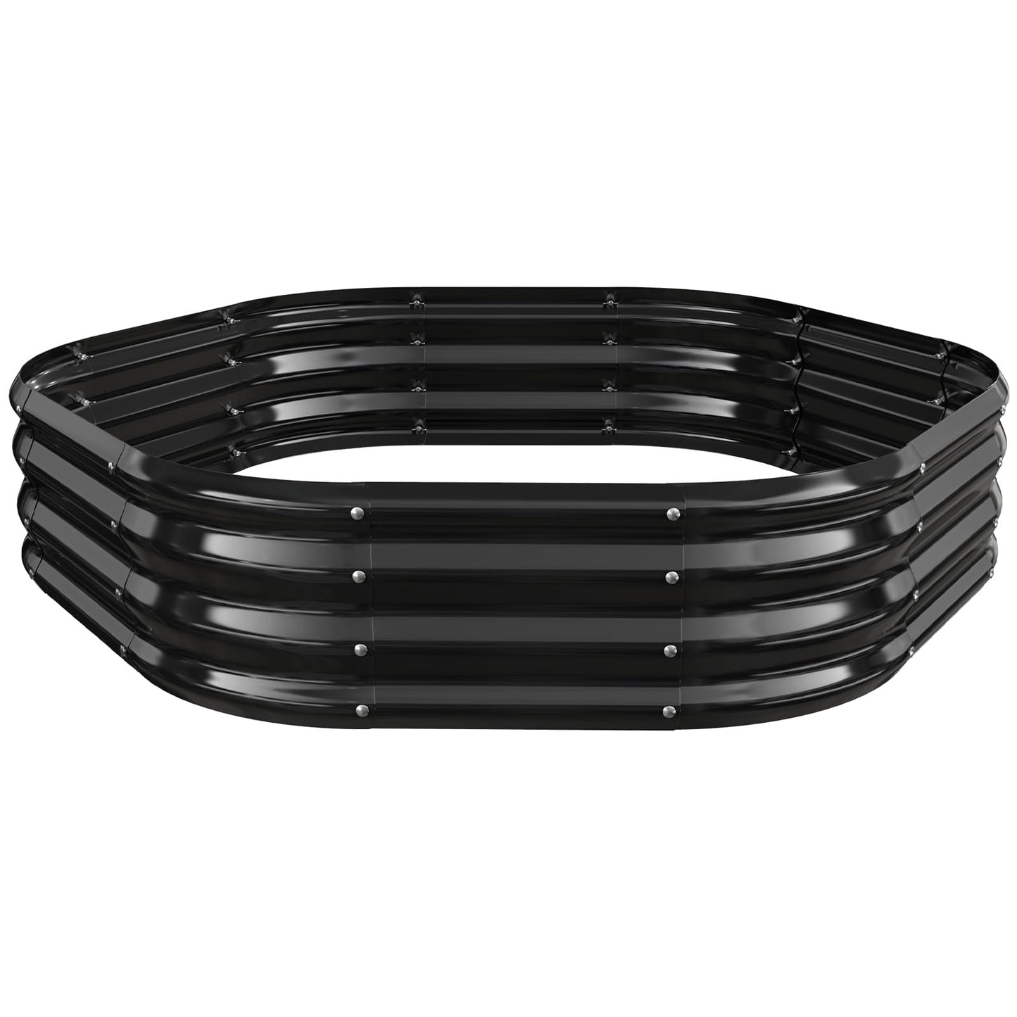 VAMFUTRE Hexagon Raised Garden Bed, 48 Inch Diagonal & 12 Inch Tall, Galvanized Steel Planter Box with Wave-Shaped Metal Panels for Outdoor Flower,Tree,Herb & Vegetable Garden (Black, 4FT X 1FT)