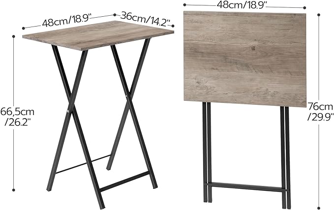 HOOBRO Folding TV Tray Tables, Industrial Snack Tables