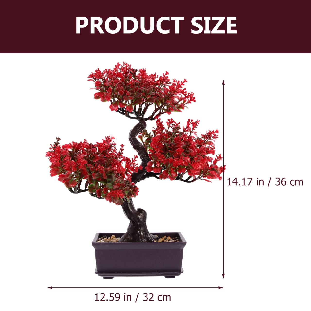 Cabilock Artificial Bonsai Tree Decor, 14.17 Inch Small Fake Plant in Pot, Faux Potted Bonsai Tree for Home Office Desk, Men Living Room Shelf, Bathroom, Bedroom and Zen Japanese Room Decor