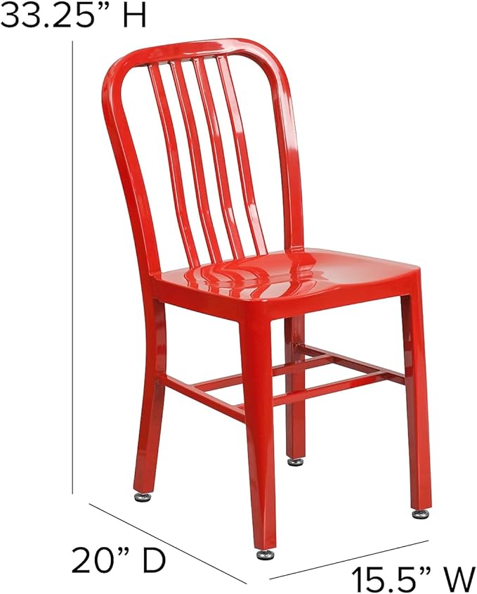 Flash Furniture Commercial Grade Red Metal Indoor-Outdoor Chair