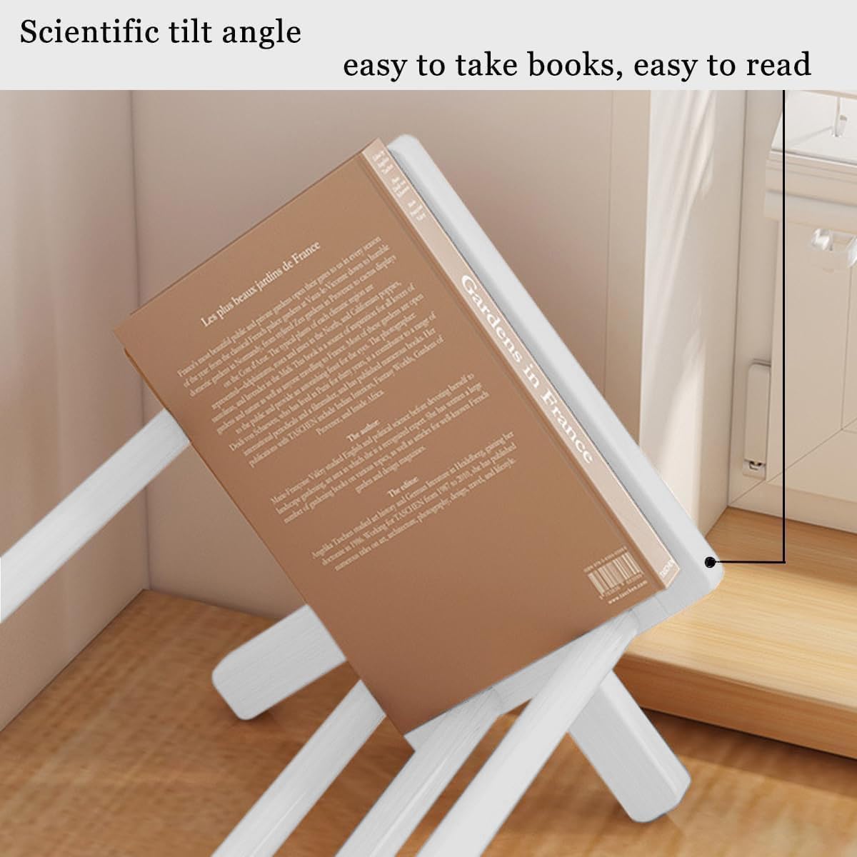 Fox Claw Wood Tilting Bookcase in Living Room/Home/Office, Desktop Book Shelf Organizer Bookshelves Storage Rack for CDs/Magazine/Books Display (White, 19.68"-L)
