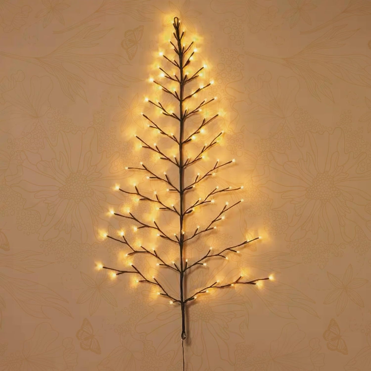 Fudios Lighted Wall Tree 4FT 108LED Warm White for Home Decor, Christmas Tree Lights for Living Room Wall Decoration