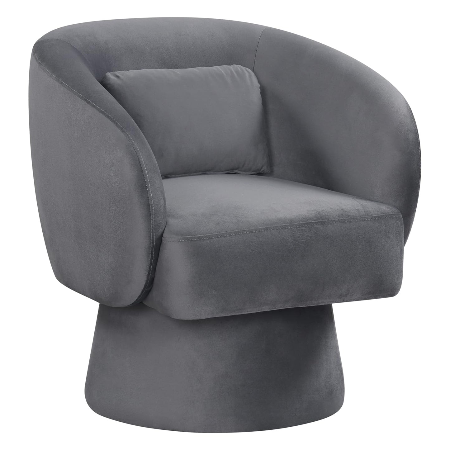 Giantex Swivel Accent Chair, Upholstered Barrel Chair with Curved Back & Removable Lumbar Pillow, Comfy Round Armchair with 360° Rotating Function, Single Sofa Chair for Living Room