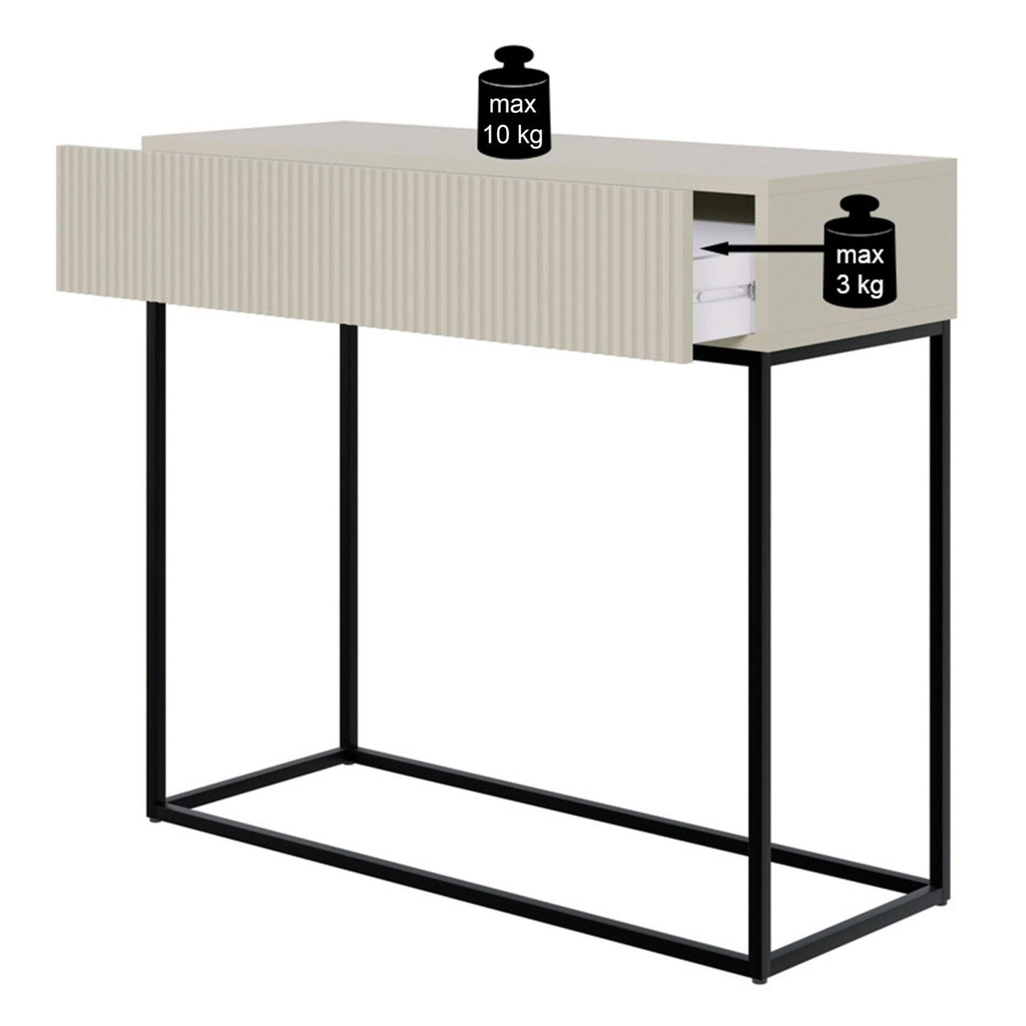 Selsey Veldio Console Table with Drawer Side Table 90 cm Entrance Table Console Dressing Table White Black Legs
