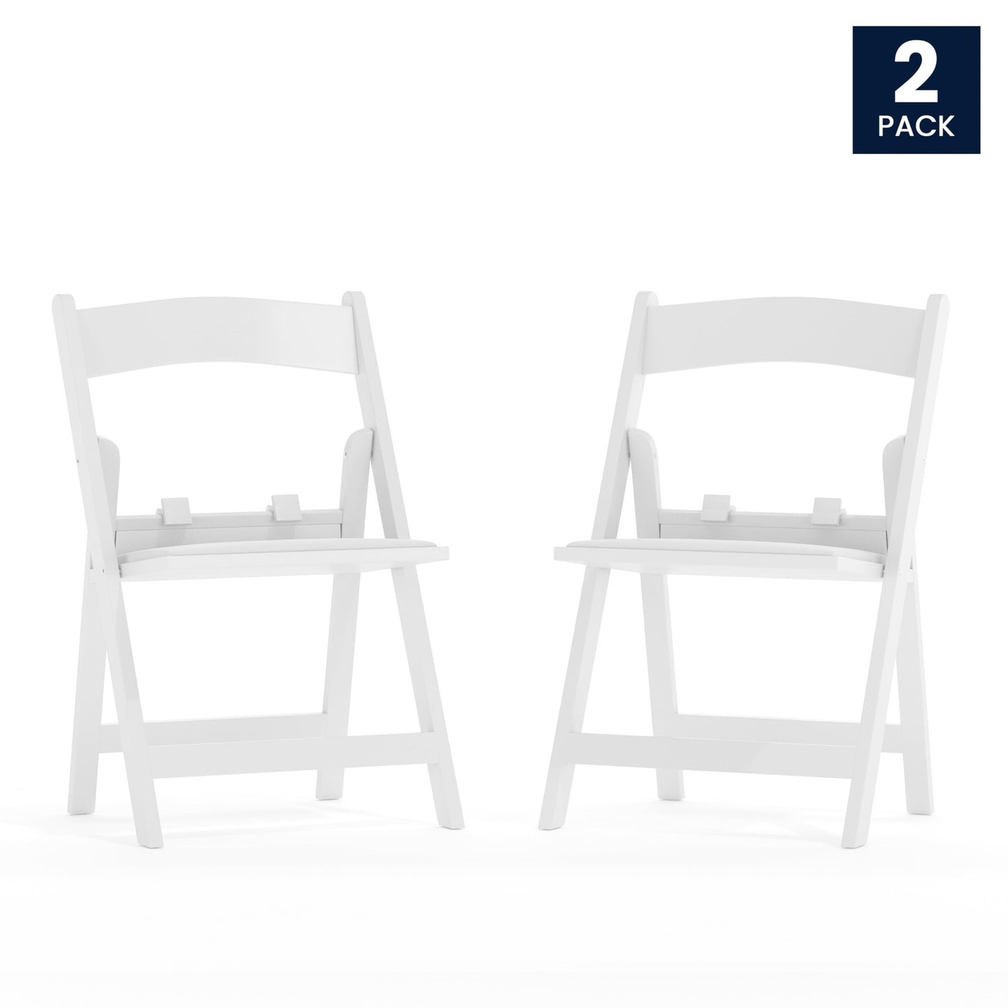 Flash Furniture HERCULES Kids Folding Chairs with Padded Seats | Set of 2 White Resin Folding Chair with Vinyl Padded Seat for Kids