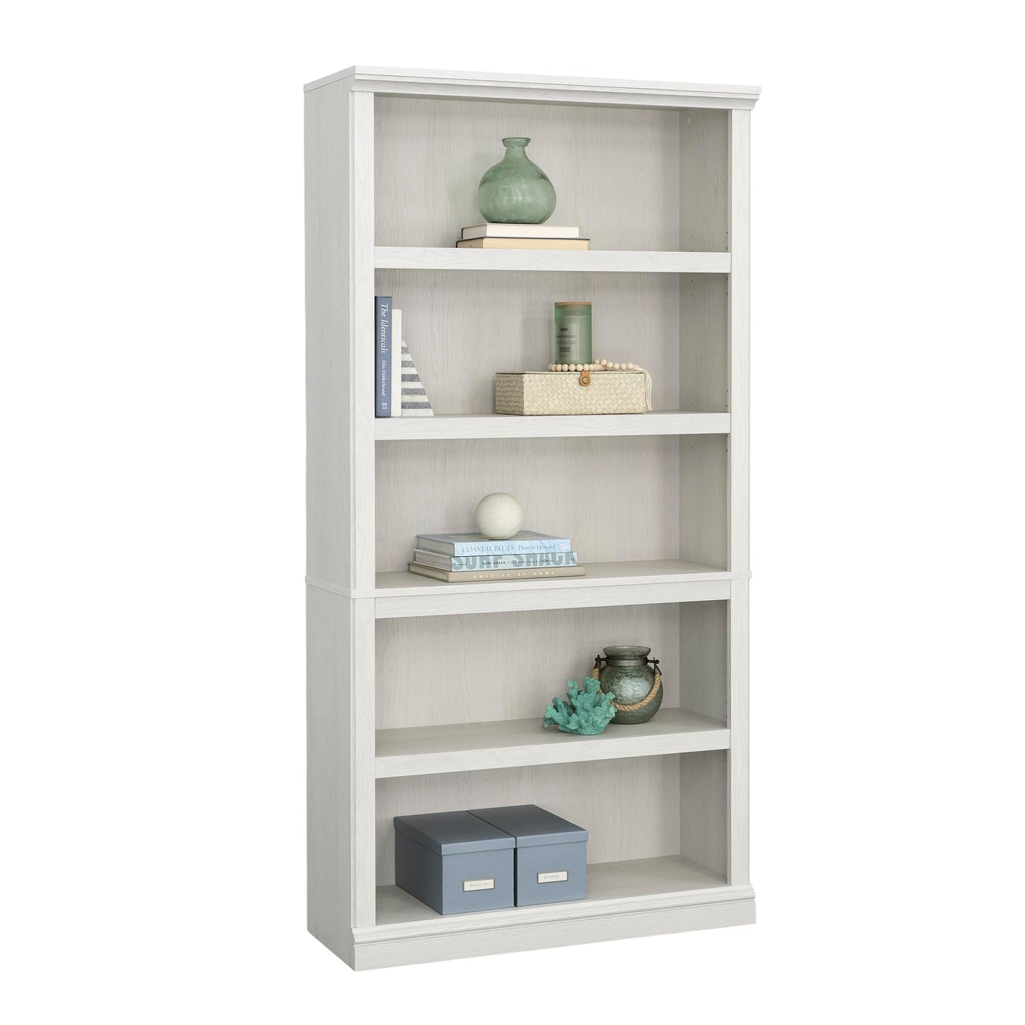 Sauder 5 Tier Book Shelf Wooden Bookcase Multipurpose Bookshelf for Home Office, Living Room, in Glacier Oak