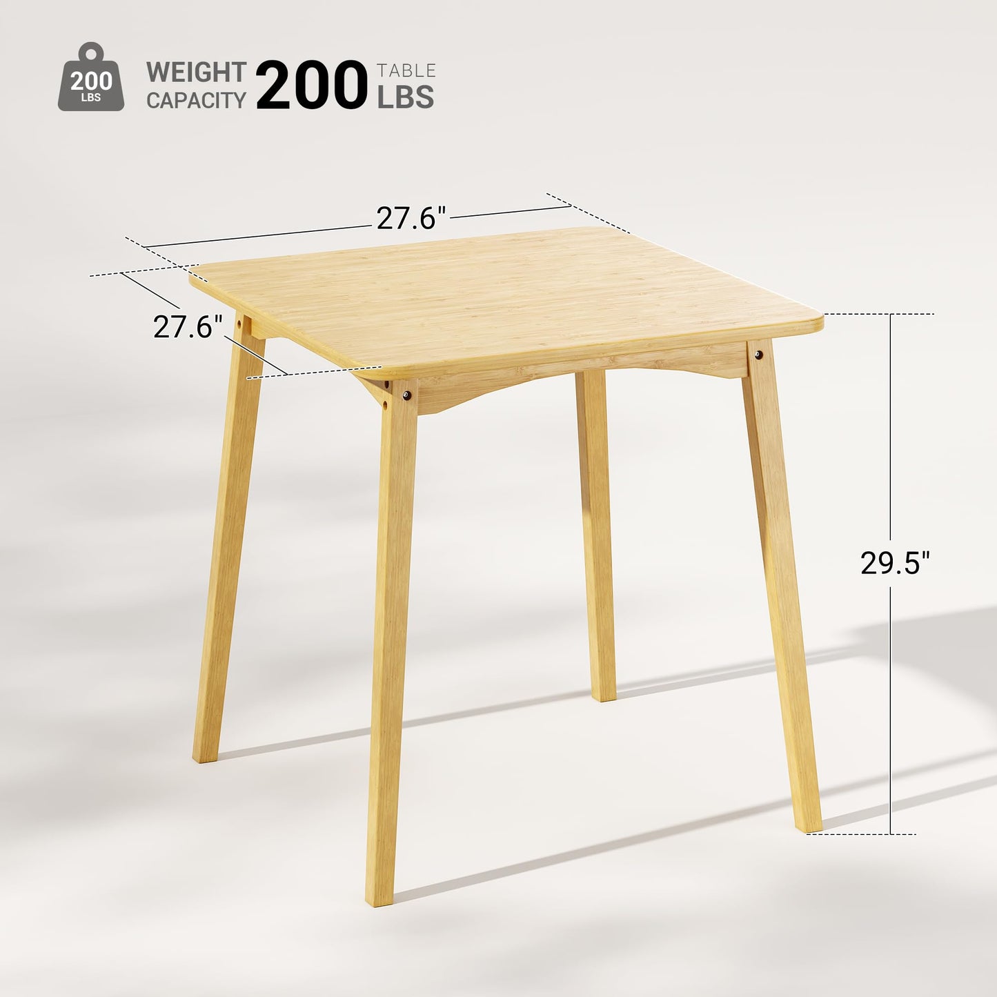 SANLUCE Bamboo Dining Table, Small Kitchen Table for 2, 27.6" Square Dining Tables for Small Space, Easy Assembly, Dinner Table for Dining Room, Living Room, Kitchen, Office(Natural)
