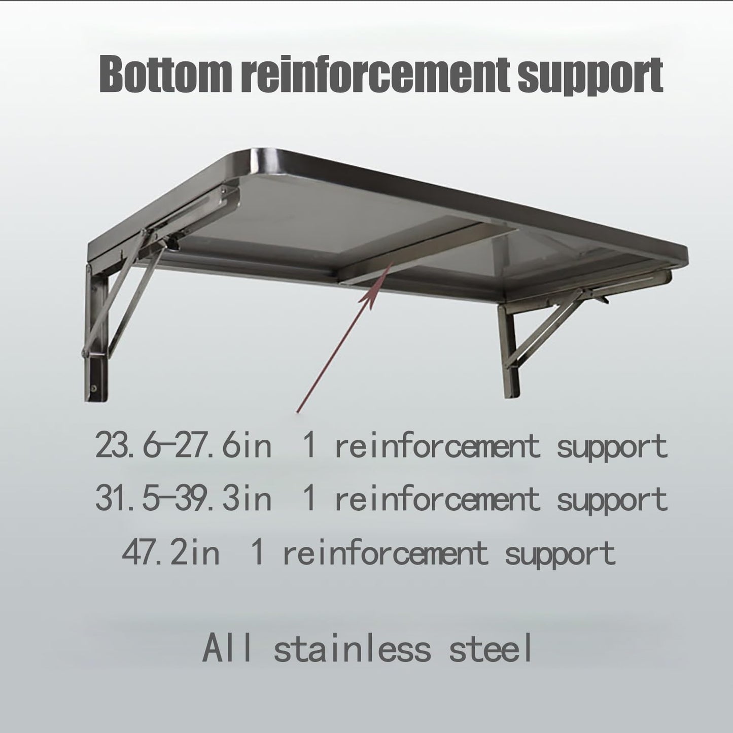 Stainless Steel Wall Mounted Desk - Commercial Folding Concession Shelf, Space-Saving Floating Table for Offices, Bedrooms, Study Rooms, Restaurants (50"x30")