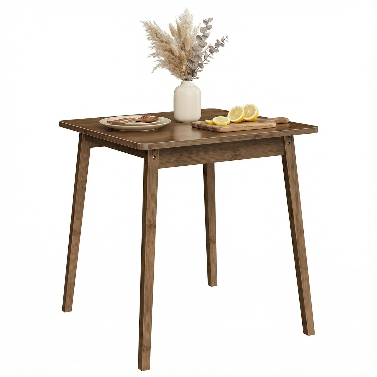 HOOBRO Bamboo Dining Table, Square Dining Table for 2, 27.6" Kitchen Table for Small Space, Writing Table, Easy to Assemble, for Dining Room, Living Room, Office, Kitchen, Apartment, Brown BR70CZ01G1
