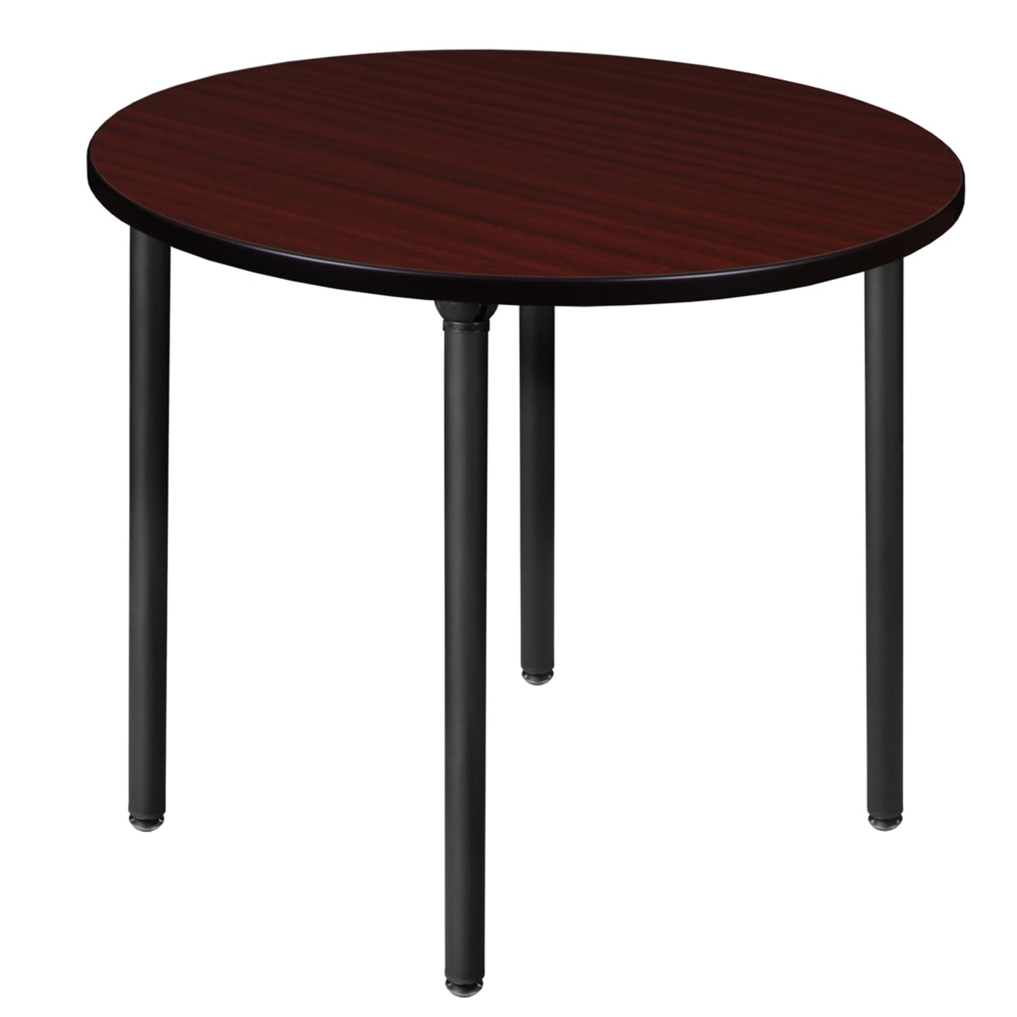 Regency Kee 36 in. Medium Round Breakroom Table- Mahogany Top, Black Folding Legs