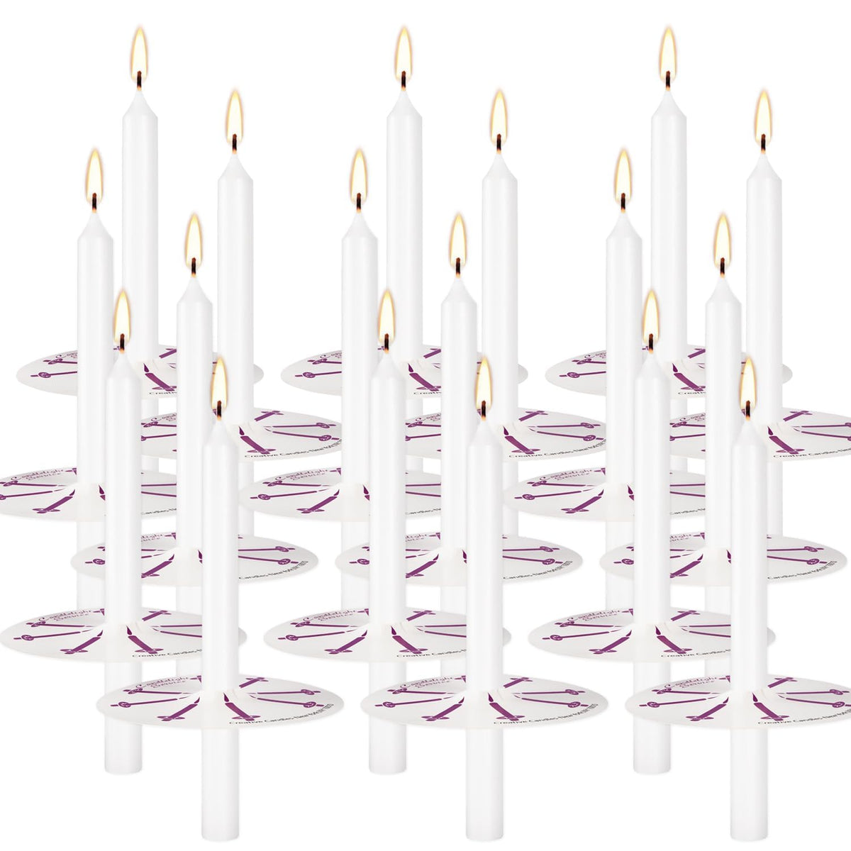 200 Church Candles with Drip Protectors for Devotional Candlelight Vigil Service, Box of 200 Candles,5" H X 1/2" D, No Smoke,Unscented White.