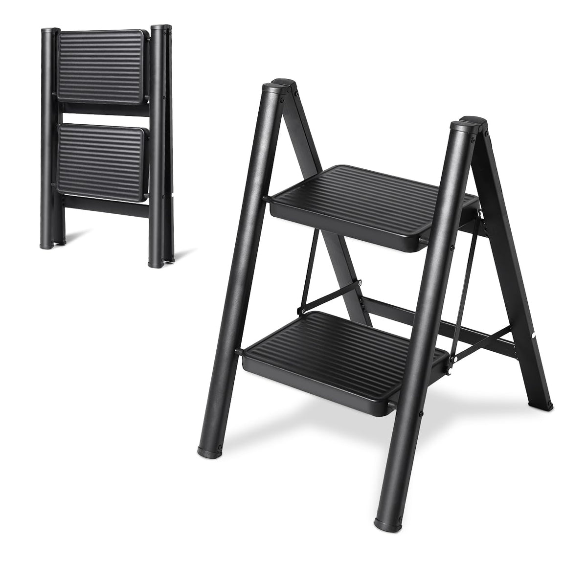 2 Step Ladder Folding Step Stool, Heavy Duty 330 Lbs Load Stepladder, Small Kitchen/Closet Ladder for Adults/Kids, Lightweight Step Ladder 2 Step Folding with Anti-Slip Wide Pedal for Home by OOSOFITT