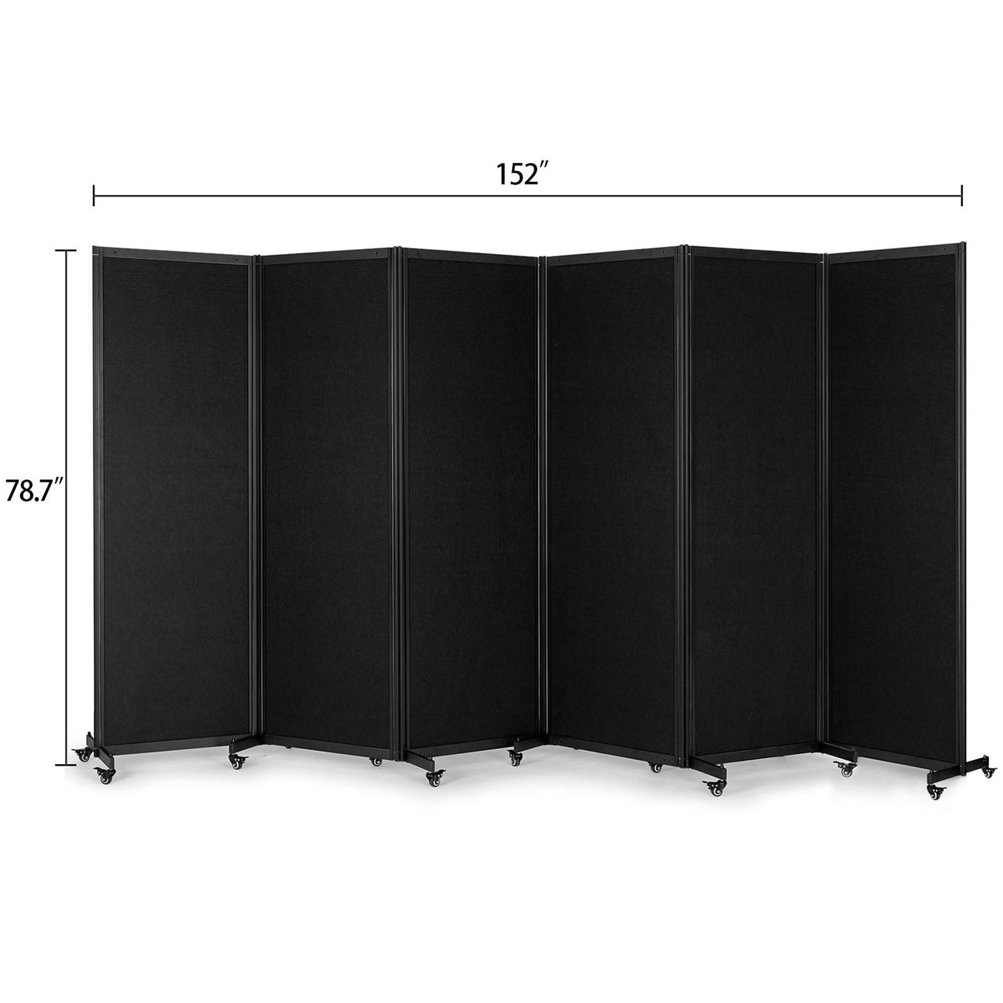 Strongbird Room Partition,Office Divider,Portable Commercial Screen Dividers,Privacy Partition Separator,Classroom School Dividers, 12'7"L* 6'7"H,6 Panel,Black