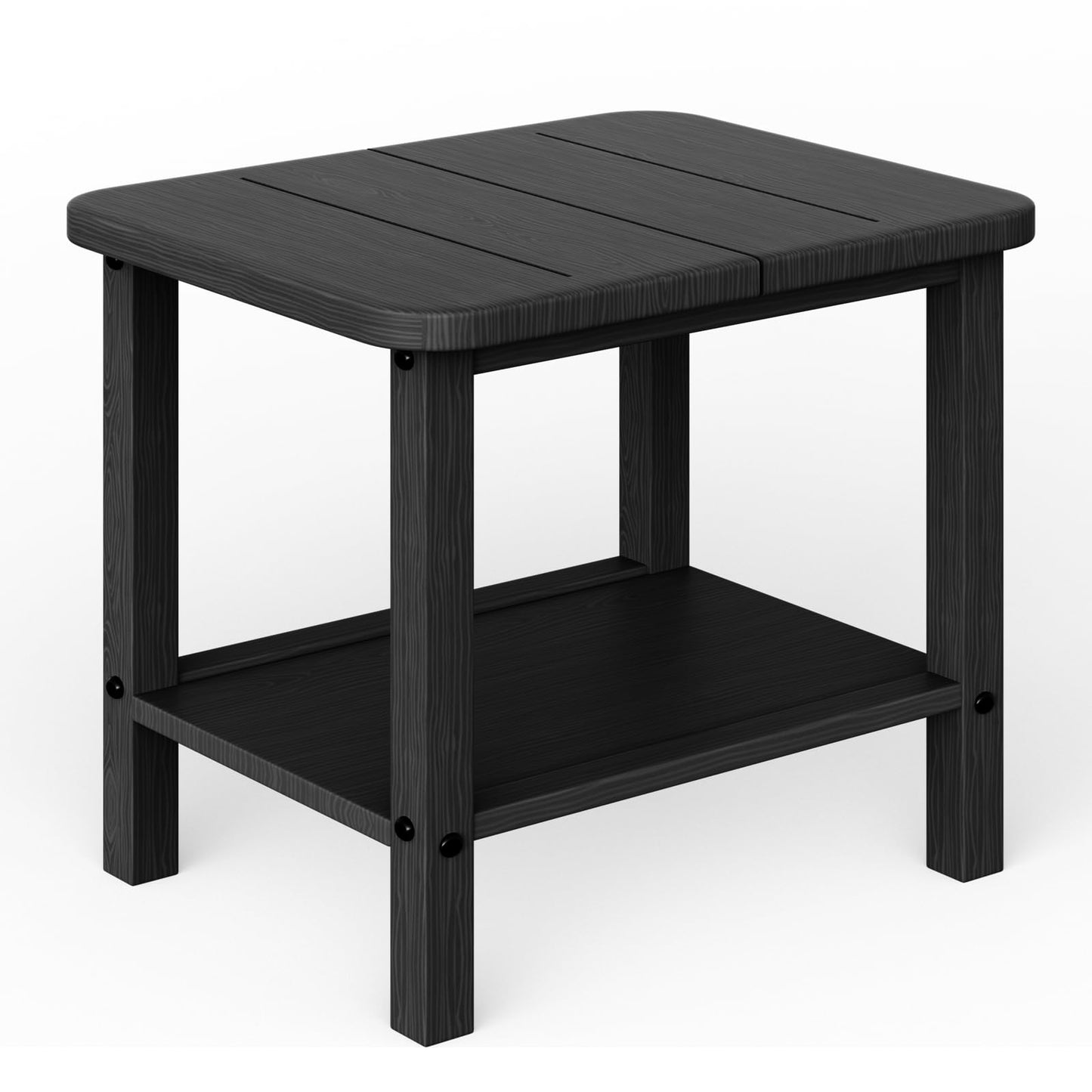 Ayge 17.7" Double Outdoor Side Table, Rectangular HDPE Adirondack End Table for Patio, Lawn, Pool, Garden, Backyard，Black