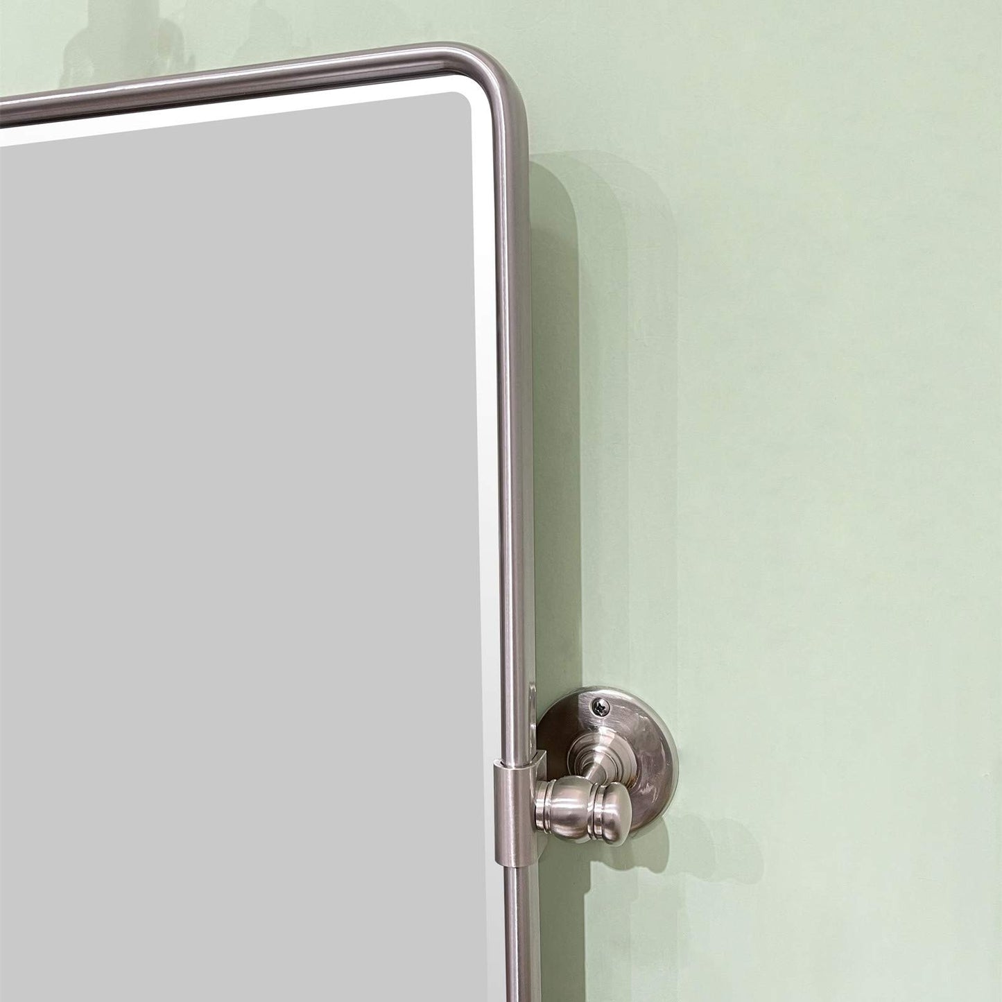 TEHOME Horizontal Pivot Bathroom Mirror Tilting Brushed Nickel Metal Framed Pivot Rectangle Rounded Rectangluar Vanity Mirrors for Wall, Overall 38.91 x 23 inches (Mirrror 35 x 23 inches)