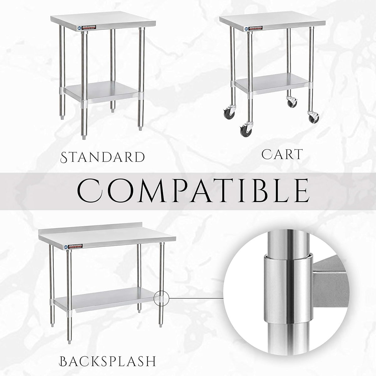 DuraSteel Galvanized Under Shelf for Work Tables - Extra Adjustable Lower Shelf for 24" x 24" Stainless Steel and Wooden Worktables - Fits for use in Restaurant, Warehouse, Home, Kitchen, Garage
