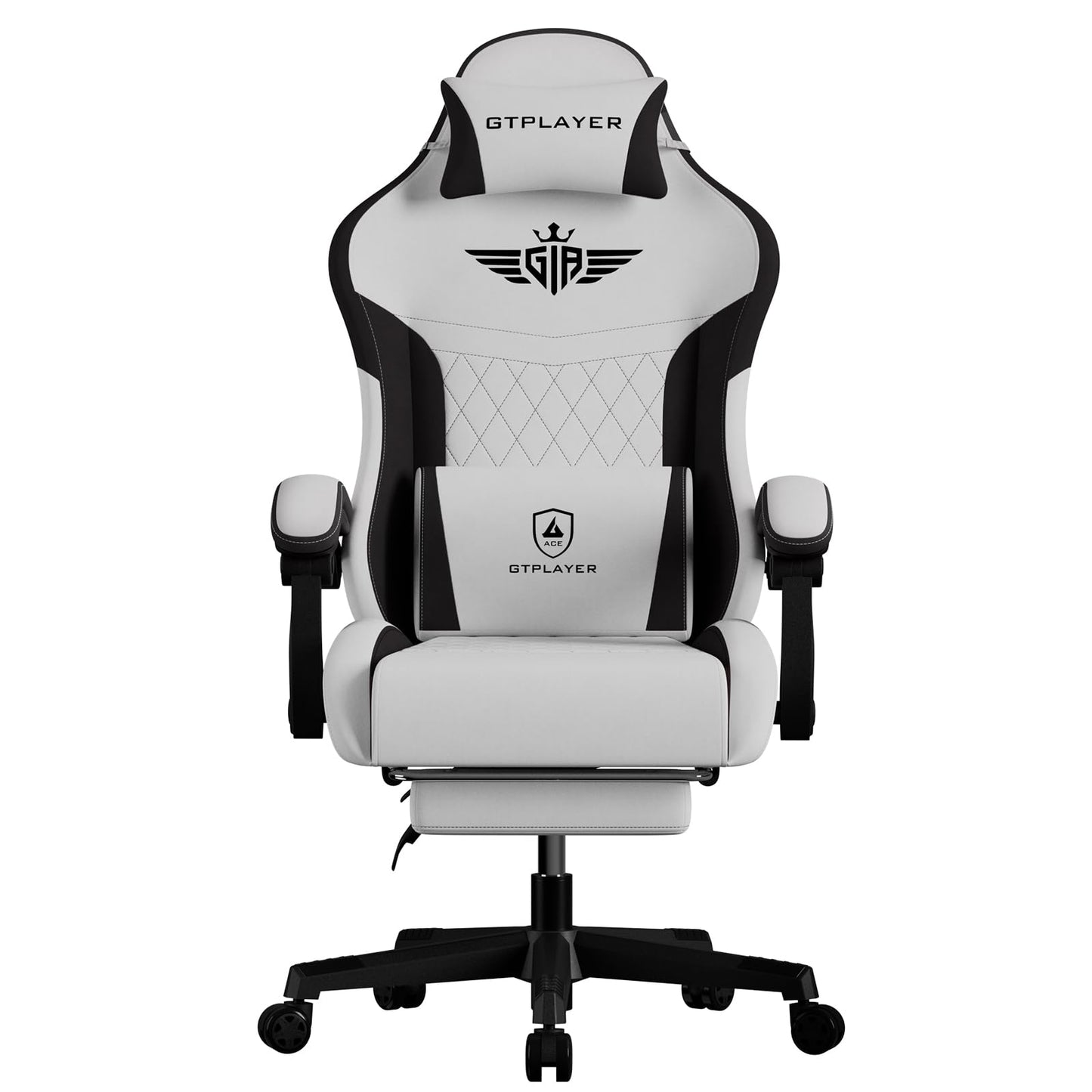 GTPLAYER Gaming Chair, Video Game Chairs with Footrest and Lumbar Support, Computer Chair for Adults with Extended Backrest, Ergonomic Reclining Silla Gamer, Fabric, Grey