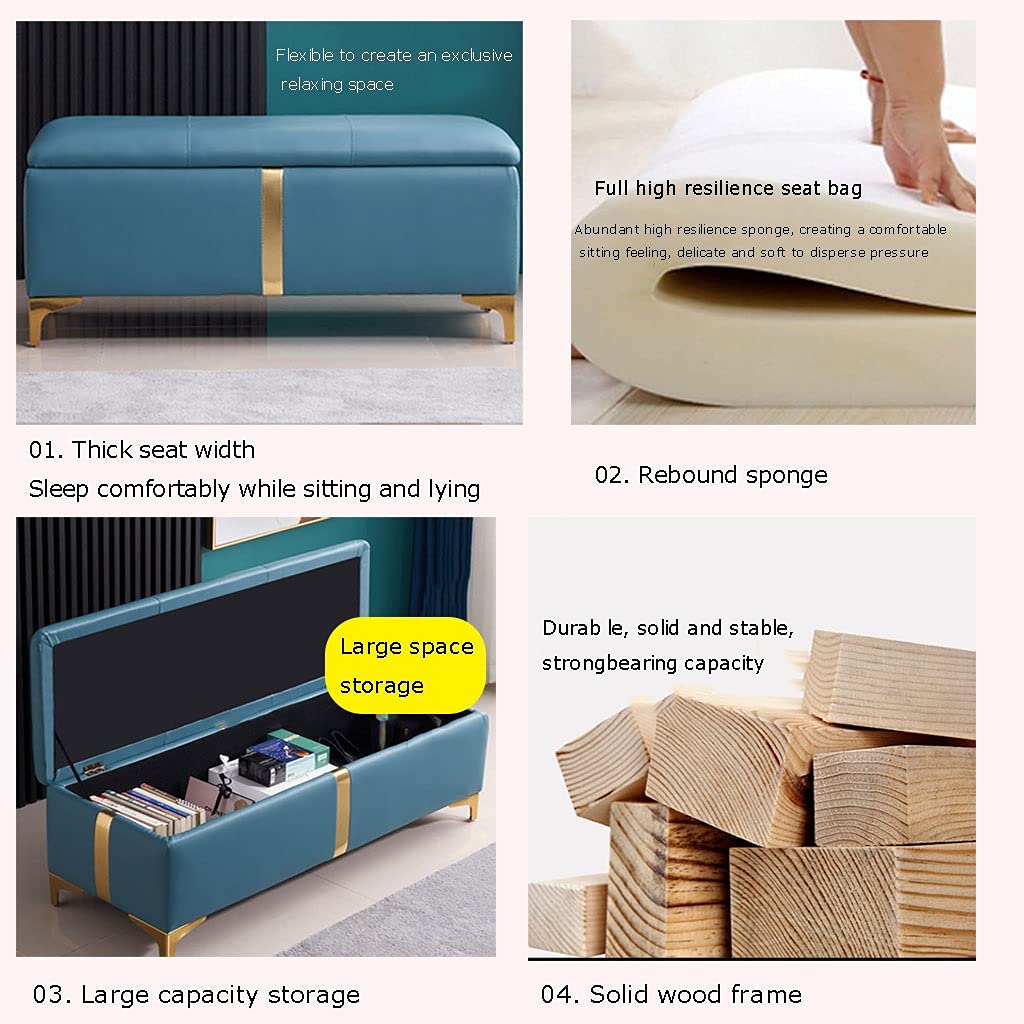 WENWENLEE Nordic Minimalist Modern Storage Stool Sofa Stool,Shoe Changing Stool with Comfortable Cushion, for Clothing Store, Cloakroom, Doorway, Living Room Footstool -Light Grey,60x45x42cm