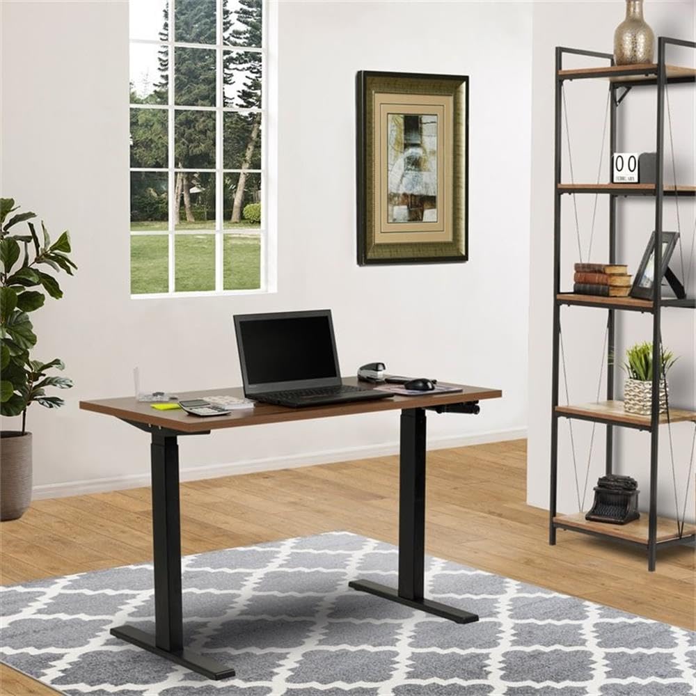 OS Home and Office Furniture 47.25" Wood Adjustable Height Desk in Danish Walnut