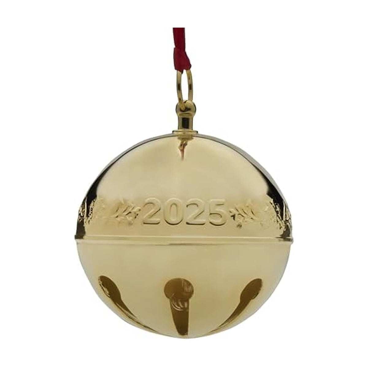 Wallace 2025 Gold-Plated Sleigh Bell Ornament 36th Edition - Cardinals and Poinsettias Annual Collectible - Handcrafted Holiday Bell with Gift Box, Ribbon and Velvet Pouch