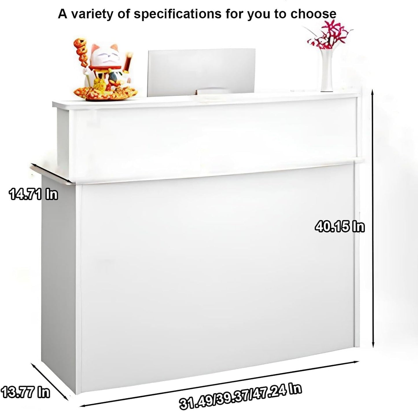 ZLyXZQG Modern Salon Check Out Retail Checkout Counter Standing Reception Room Tables Front for Small Spaces with Drawer Receptionist Desk for Office Hotel Flower Clothing Store(White,Small)