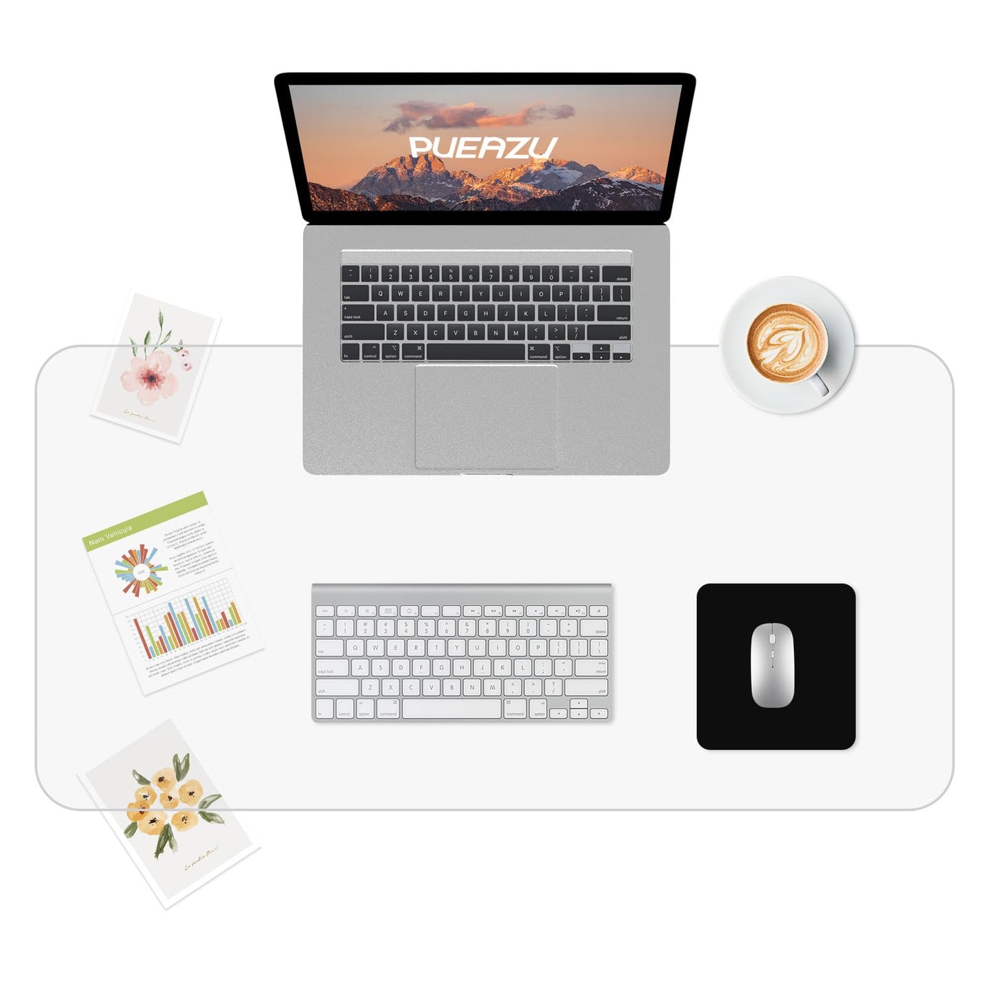 PUEAZU Clear Desk Mat, 31.5"x15.7" inch Large PVC Desk Protector Pad, Waterproof Non-Slip Round Edge Wipeable Writing Mat, Table Protector for Home Office