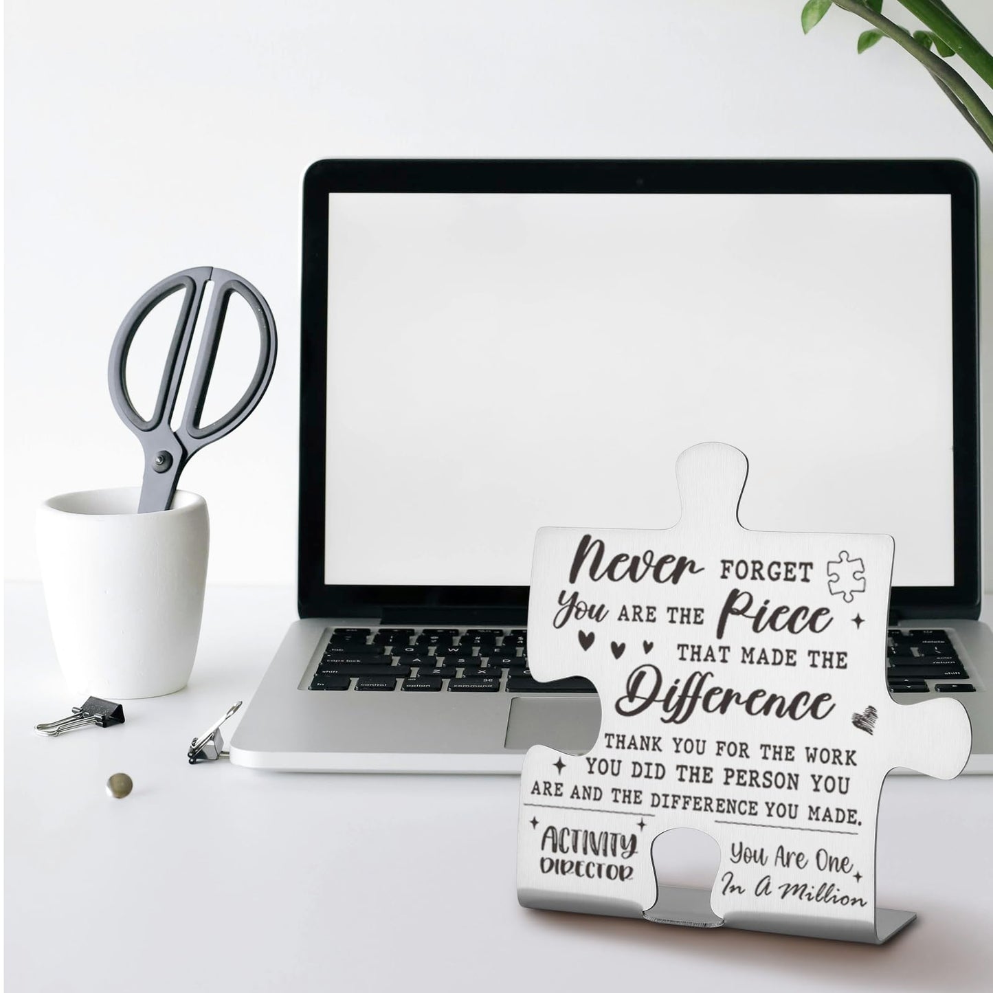 Activity Director Appreciation Gifts, Thank You Gifts for Activity Director Week Birthday Christmas Team Office Ornament Decor Stainless Steel Puzzle Piece Decorative Signs Plaques Ann31