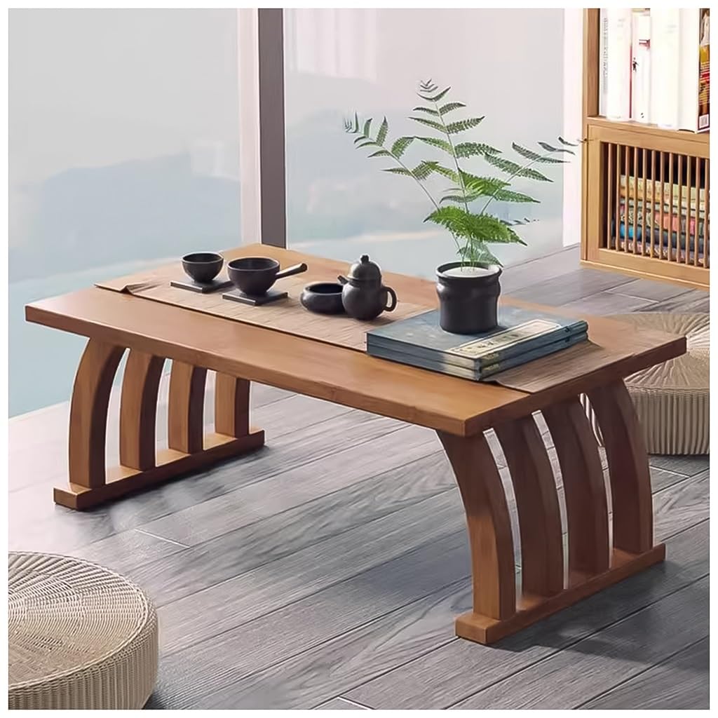 GLDGJMZ Zen Low Floor Table for Meditation & Altar, Japanese Style Furniture for Sitting, Dining & Coffee, 100x37x31cm, Brown - Ideal for Spiritual Practices