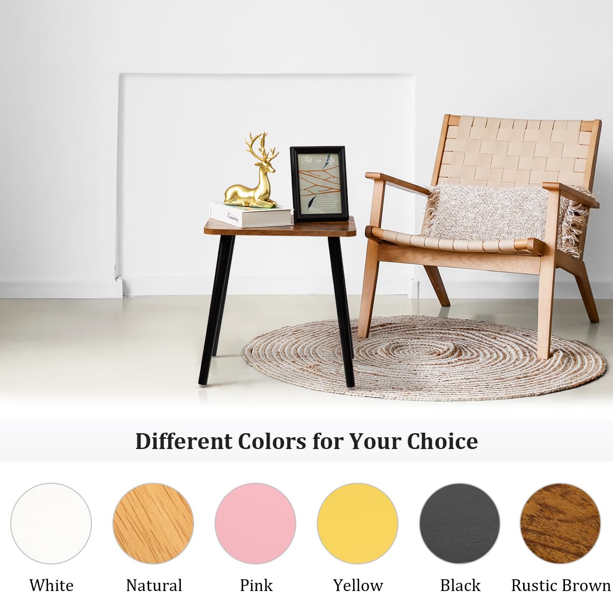 FORAOFUR Side Table, Rectangular Wooden Small End Table, Small Accent Table for Living Room, Bedroom and Balcony, Modern Side Tables for Spaces Home Decor, Easy Assembly
