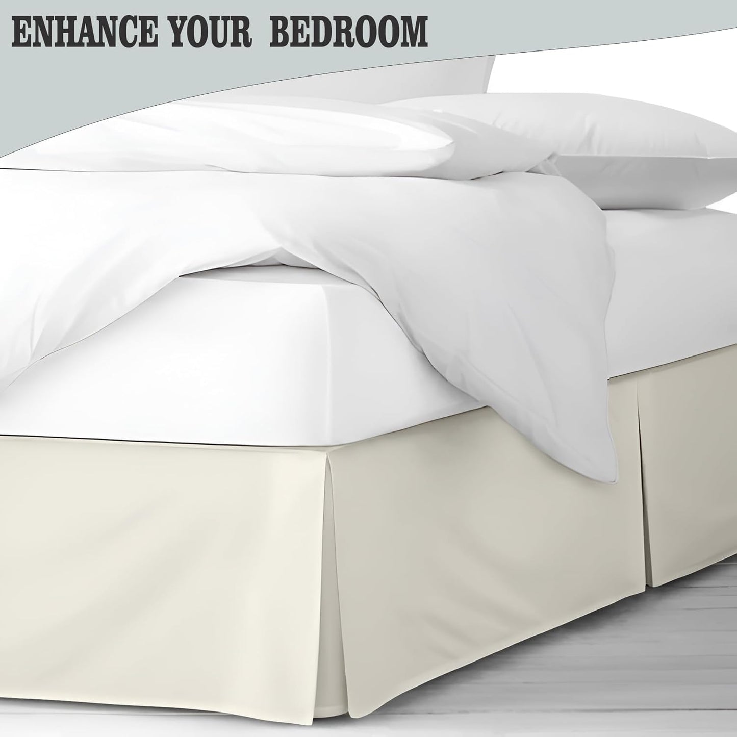 800 Thread Count Egyptian Cotton Bed Skirt King Size – Tailored Split Corner, 78x80 Inches 10" Drop Ivory Solid