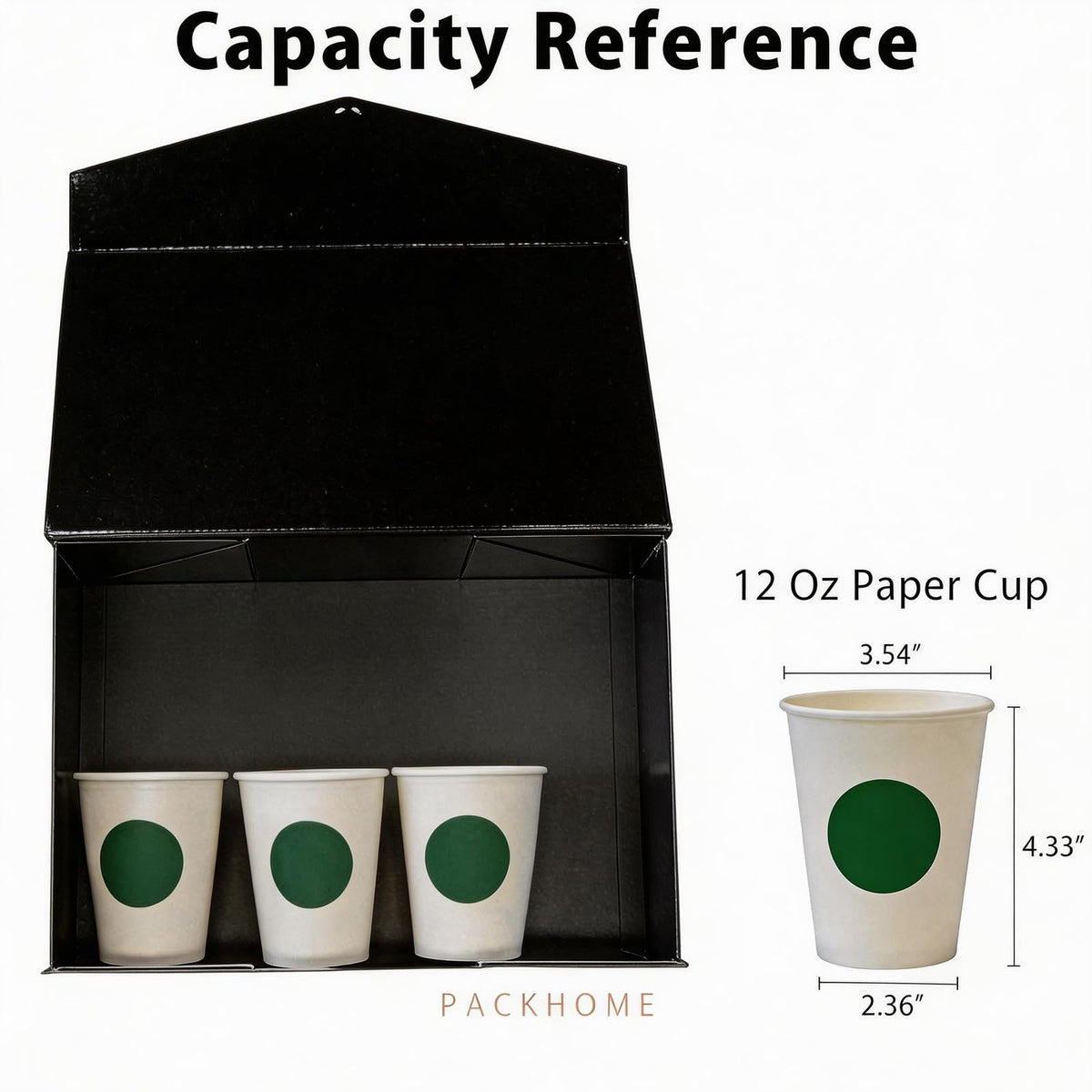 PACKHOME 6 Large Gift Boxes with Lids 13.5x9x4.1 Inches, Sturdy Collapsible Gift Boxes with Magnetic Closure (Glossy Black, Grass Texture)