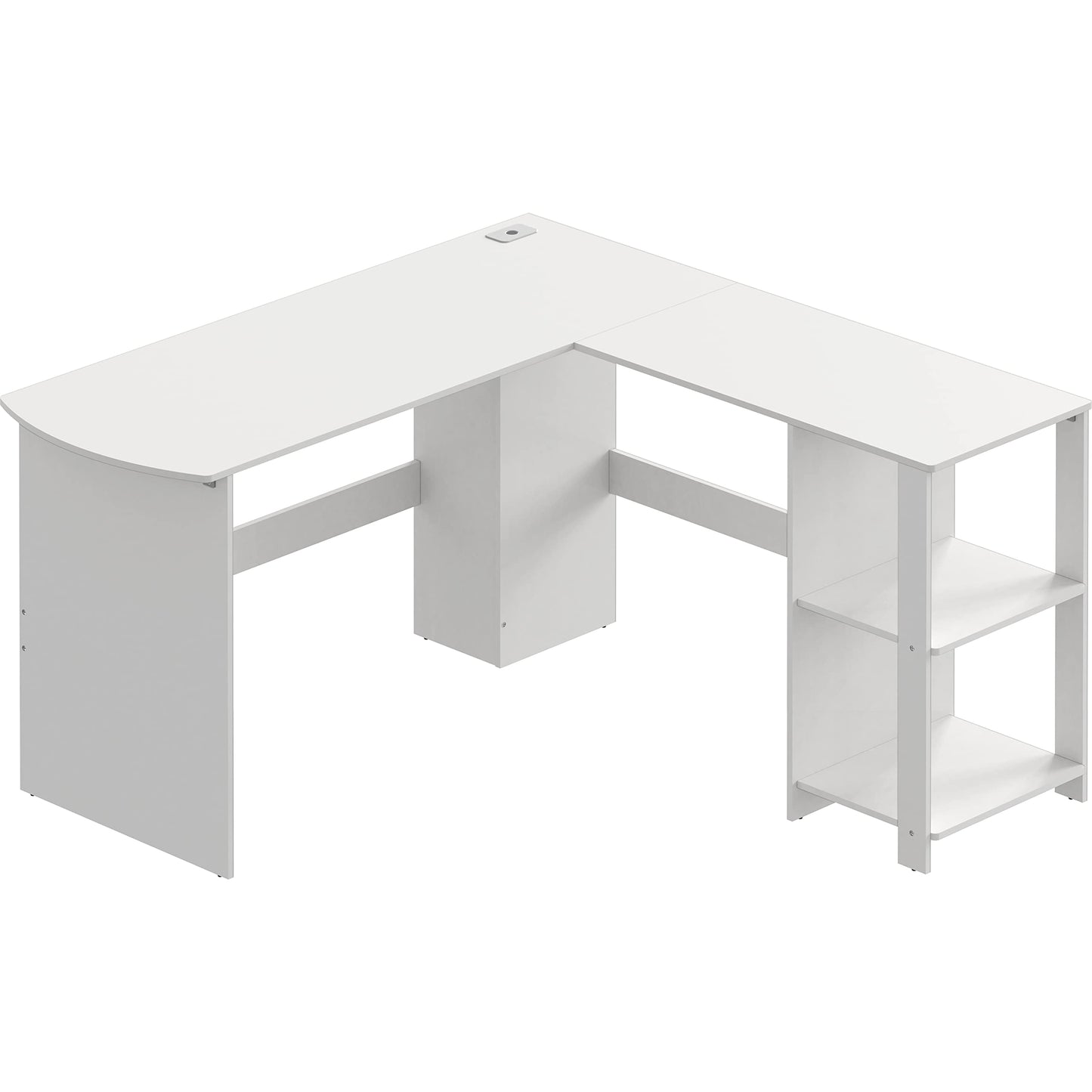 SHW 51 x 51 Inches L-Shaped Home Office Wood Corner Desk wtih Storage, White