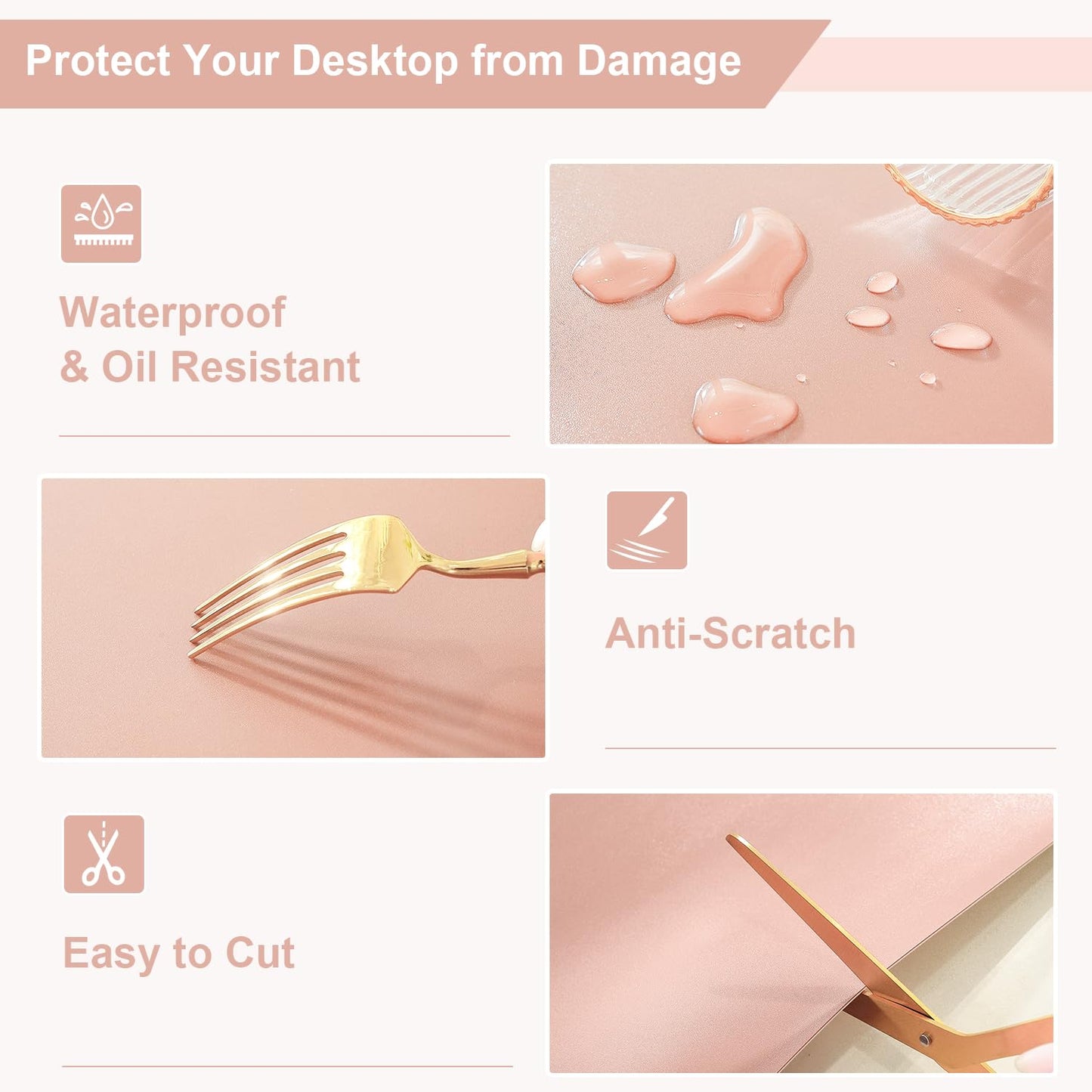 OstepDecor Pink Table Cover Protector 16 x 24 Inch, 1.5mm Thick Plastic Table Cover, Dining Table Protector Pad, Waterproof & Easy Cleaning PVC Desk Mat for Dresser, Coffee & Kitchen Wooden Tabletop