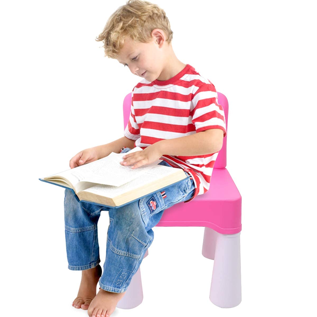 burgkidz Plastic Kids Chair, Durable and Lightweight, 9.3" Height Seat, Indoor or Outdoor Use for Toddlers Boys Girls Aged 2+ (Pink)