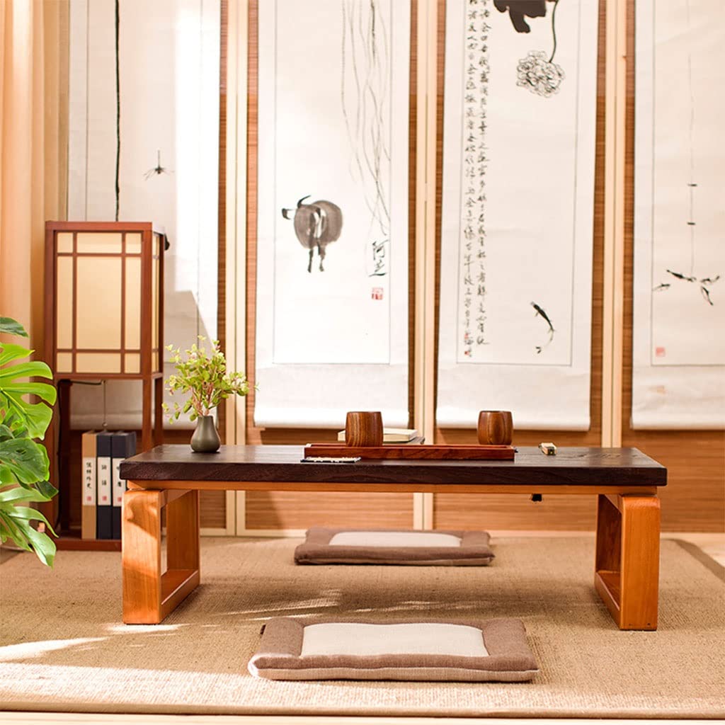 GLDGJMZ Bay Window Kung Fu Coffee Table Zen Tea Table for Living Room Japanese Style Retro Low Meditation Table (60x40x30cm) Ideal for Relaxation and Aesthetic Decor