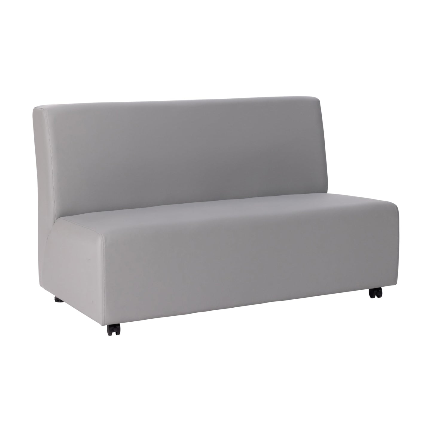 FDP Pro Series Upholstered Armless Mobile Sofa with Locking Casters for Portability Commercial Seating for Hotel Lobby, Office, Restaurant, Waiting Room, Home - Gray