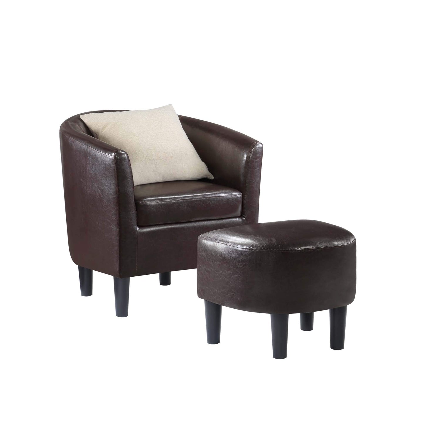 Convenience Concepts Take a Seat Churchill Accent Chair with Ottoman, Espresso Faux Leather
