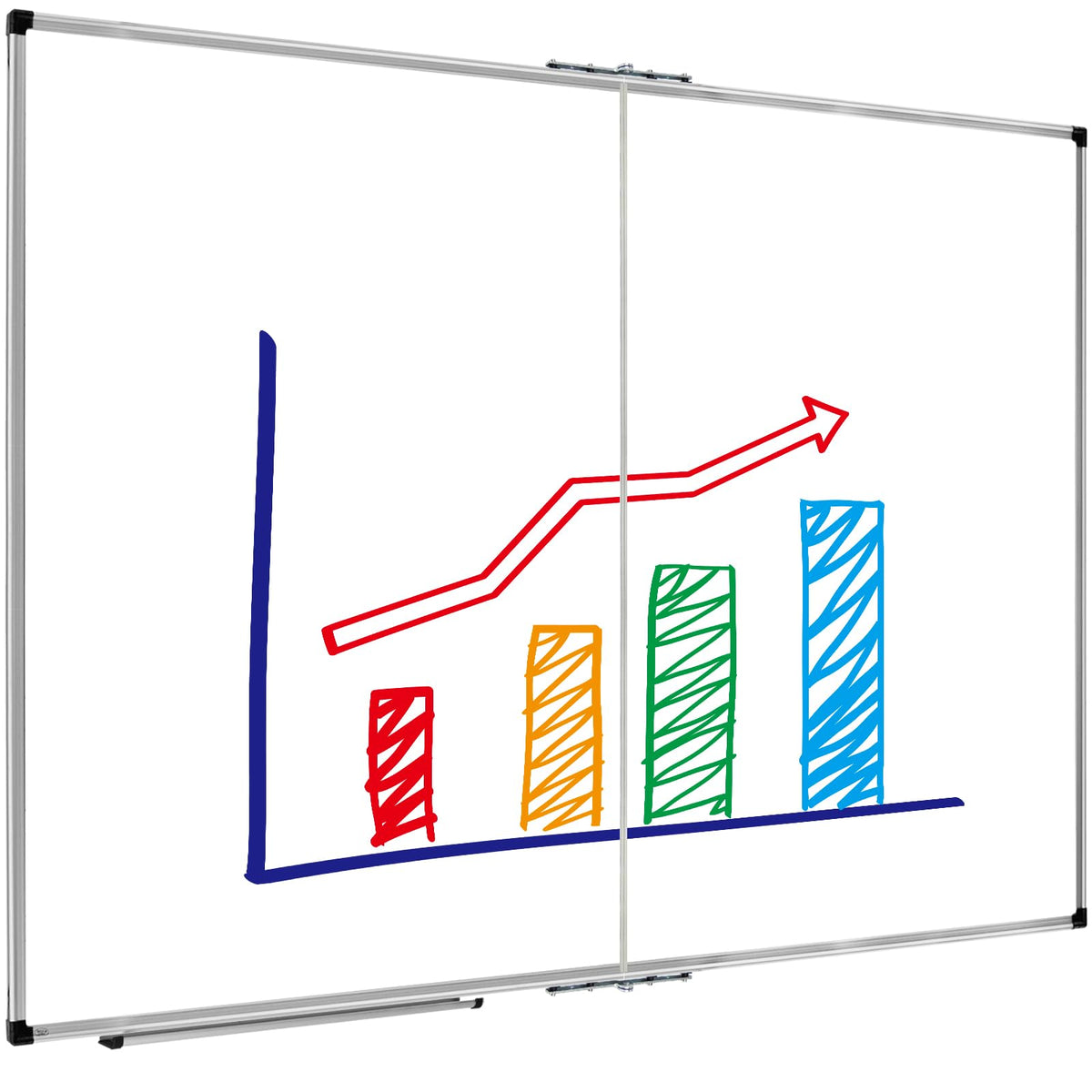 XBoard Magnetic Whiteboard 60 x 48 Inch, Dry Erase Board for Wall with Silver Aluminum Frame Foldable Presentation Board