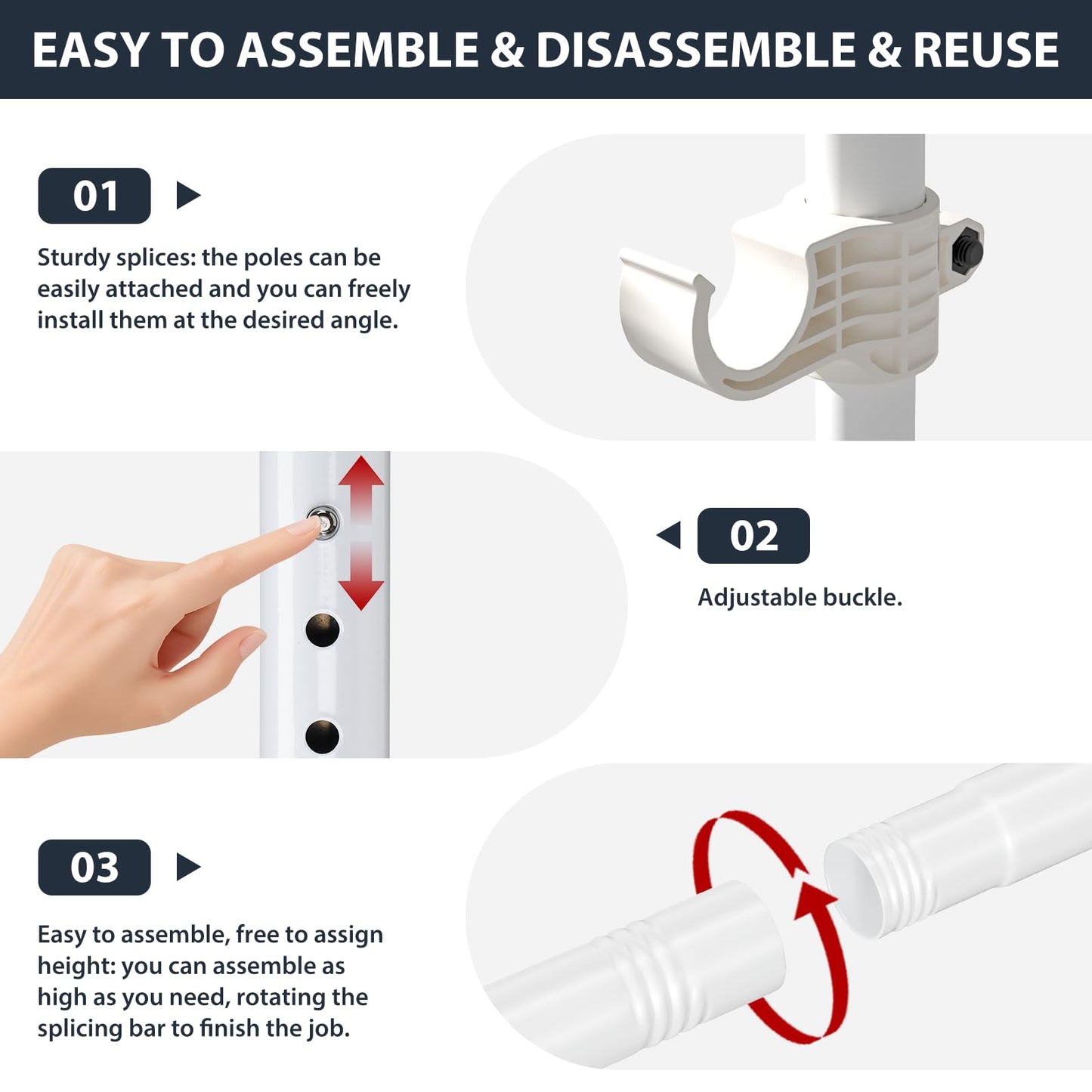 Room Divider Curtain Rod, Heavy Duty Floor to Ceiling Tension Rod – No Drill Partition Room Dividers, 4-10 ft Height & 48-72 in Width, Metal Rod for Room Separation in Apartment, Dorm, Studio, White