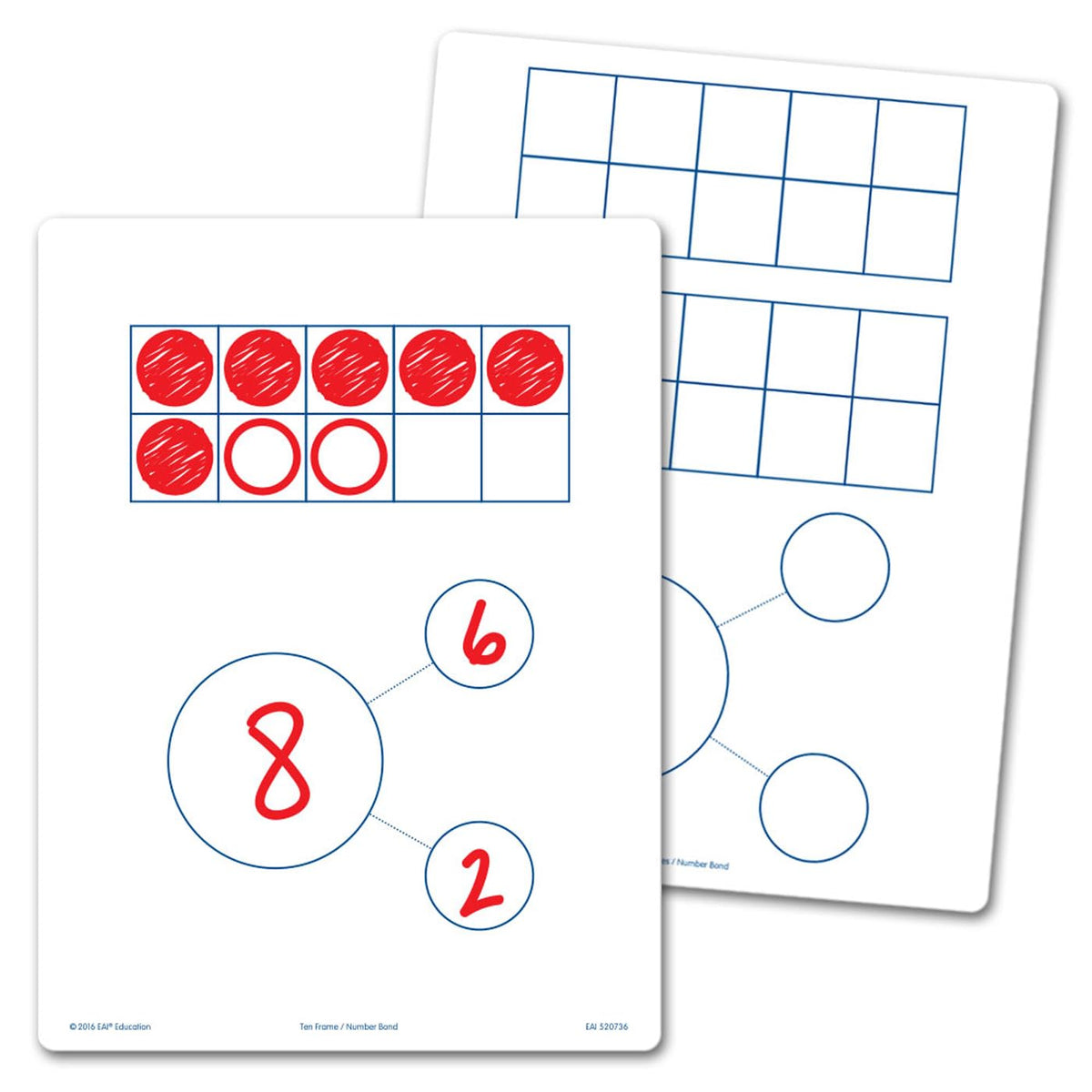 EAI Education Ten Frames & Number Bonds Flexible Dry-Erase Boards - Set of 10