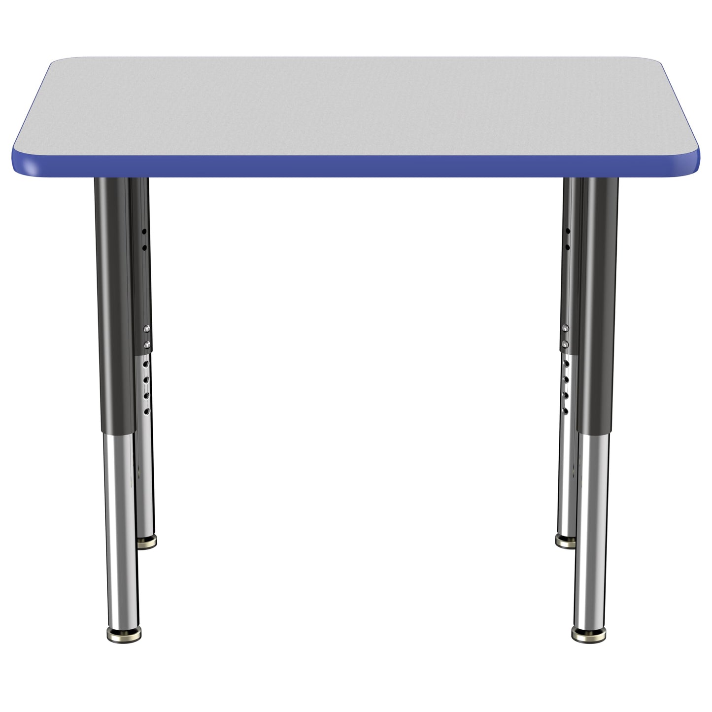 Factory Direct Partners FDP Mobile Rectangle Activity School and Office Table (24 x 36 inch), Super Legs with Glides and Casters, Adjustable Height 19-30 inches - Gray Top and Blue Edge