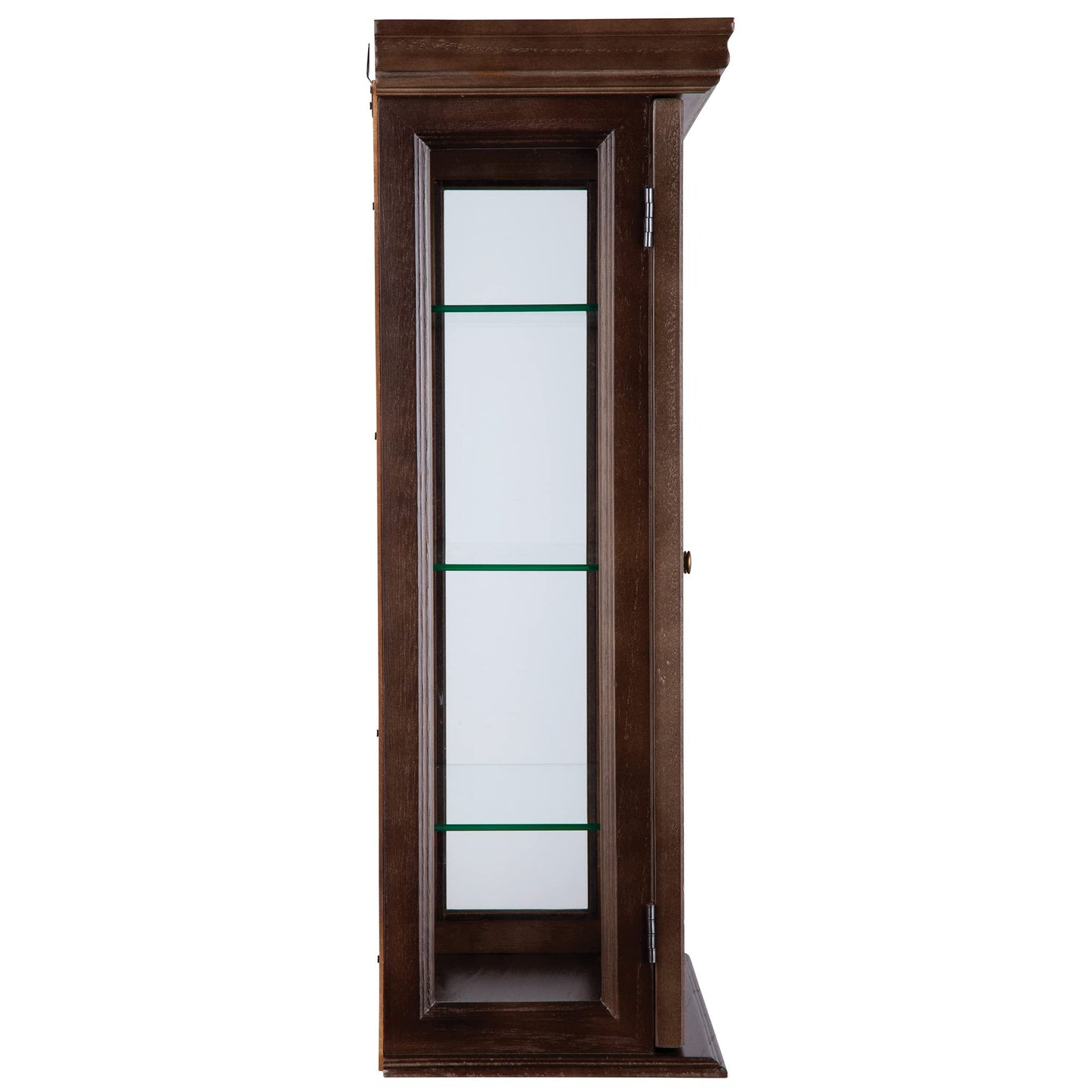 Design Toscano BN2430 Country Tuscan Wall Curio Display and Storage Cabinet, 26 Inches Tall, Wood Case with Glass Shelves and Doors and a Mirrored Back, Walnut Brown Finish